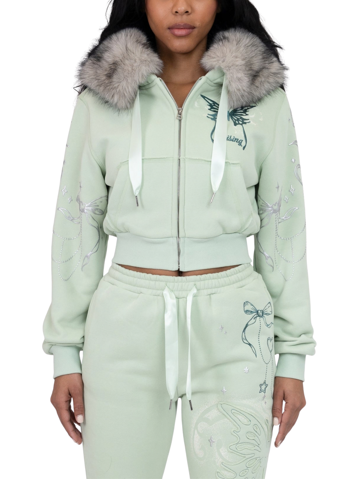 Womens Butterfly Rising Fur Hoodie