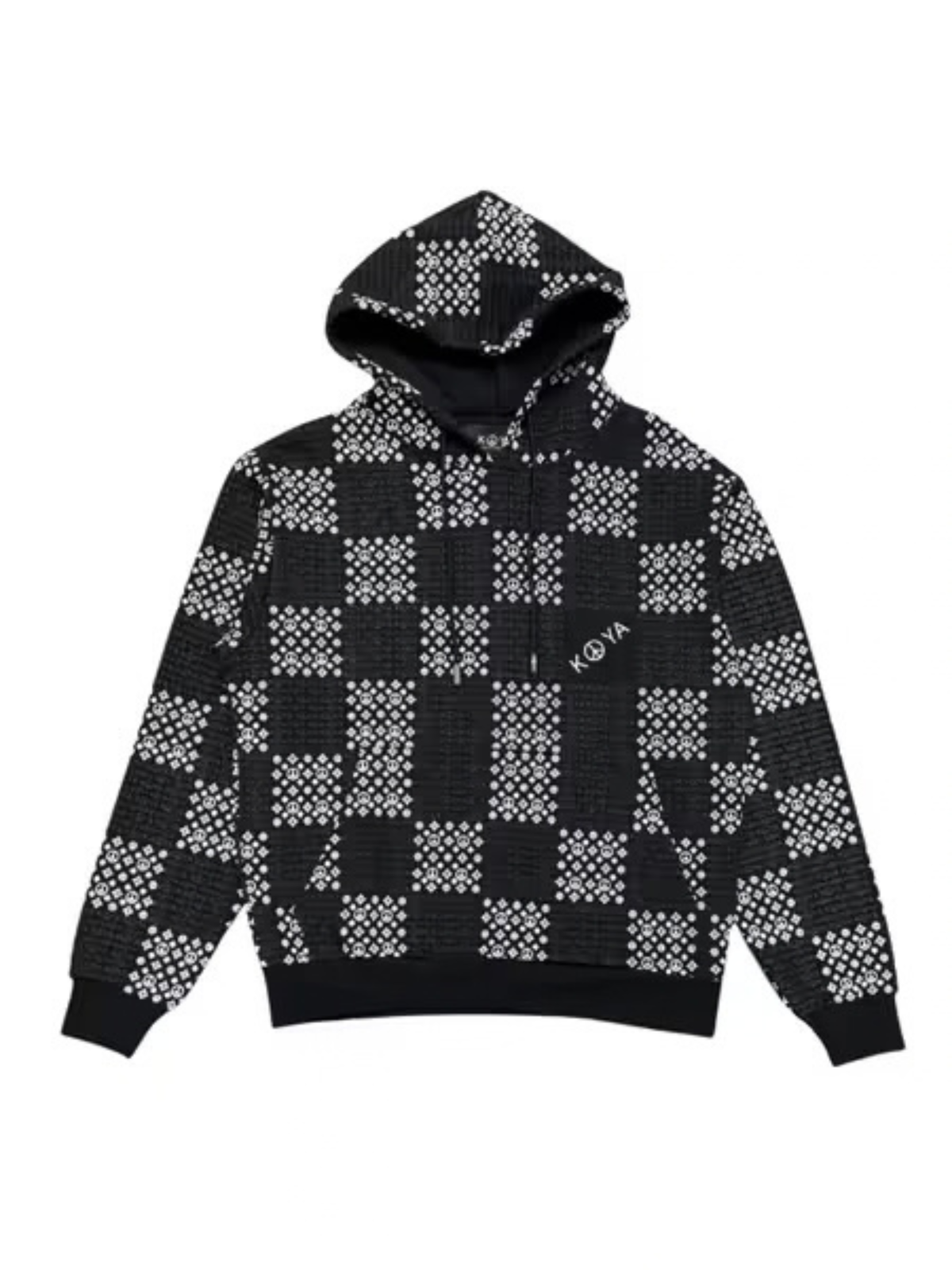 Mens Chequered Monochrome Hoodie KAH007