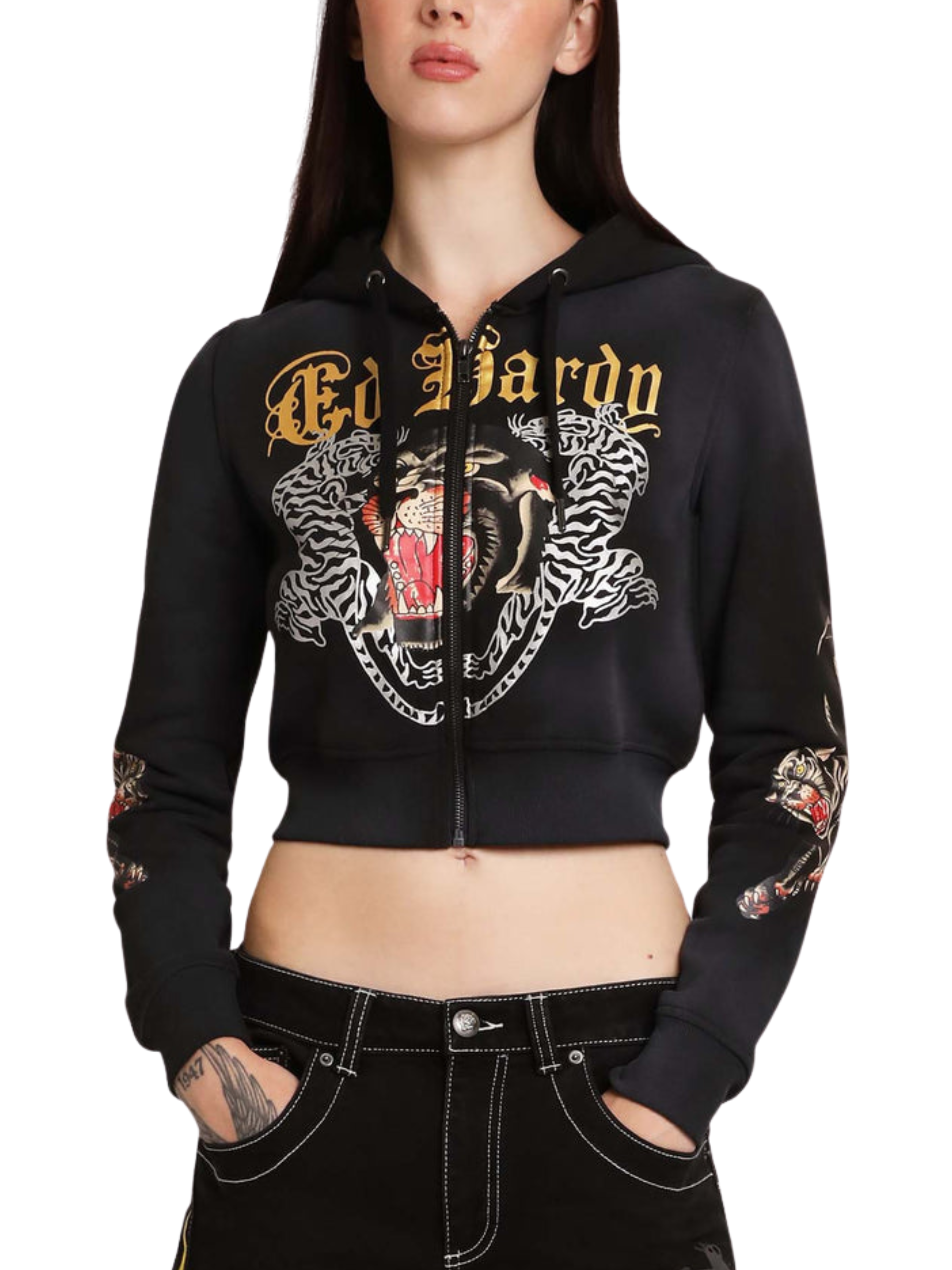 Womens Panthers Zip Front Hoodie