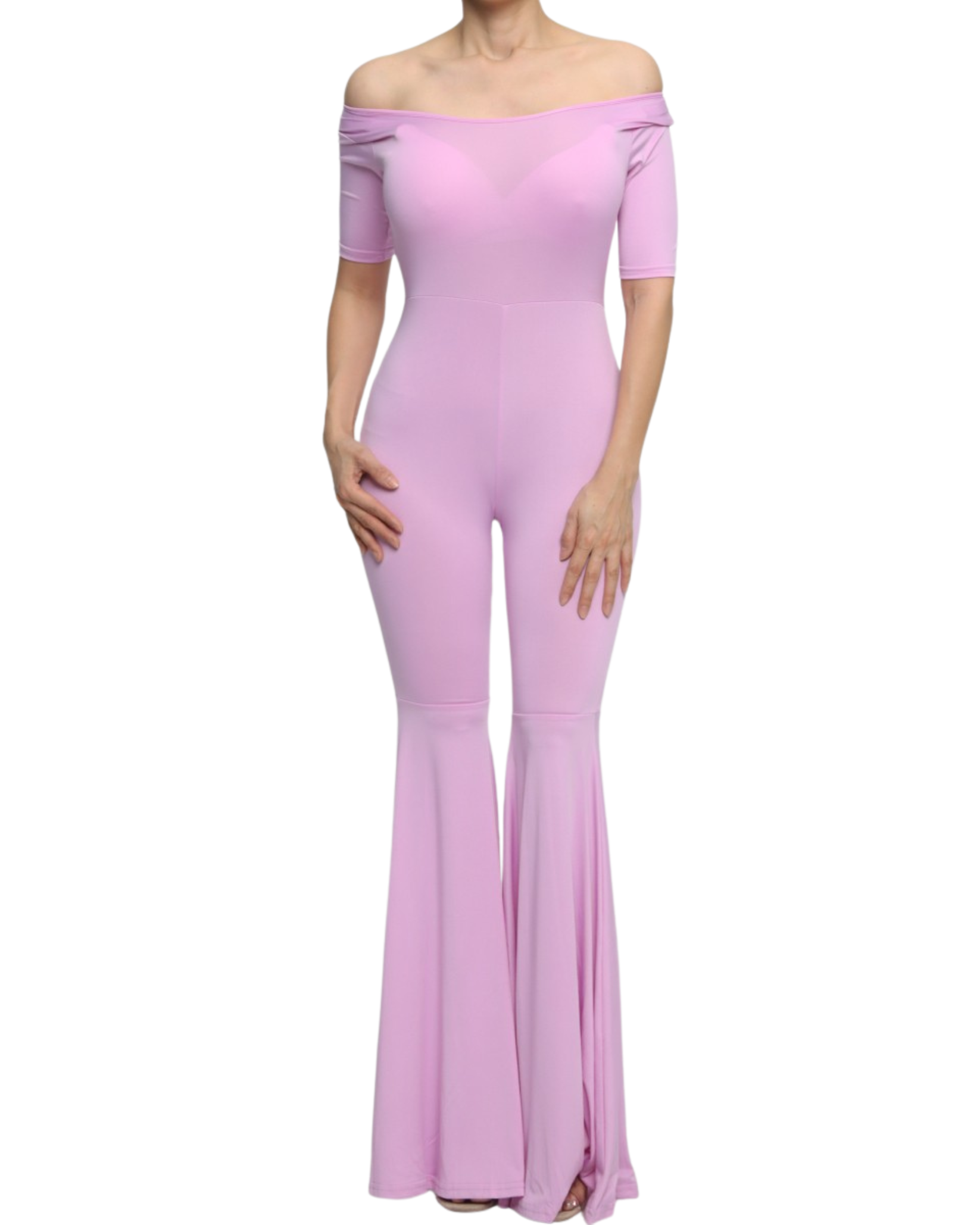 Womens Plain Bell Bottom Jumpsuit