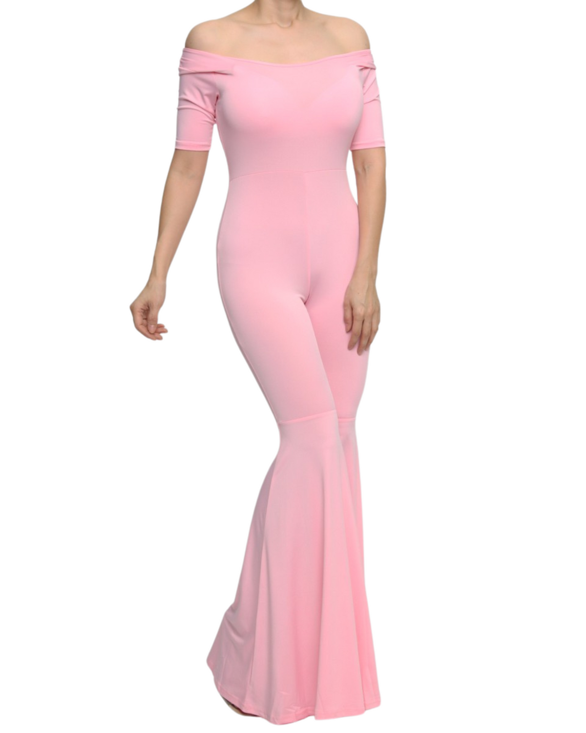 Womens Plain Bell Bottom Jumpsuit