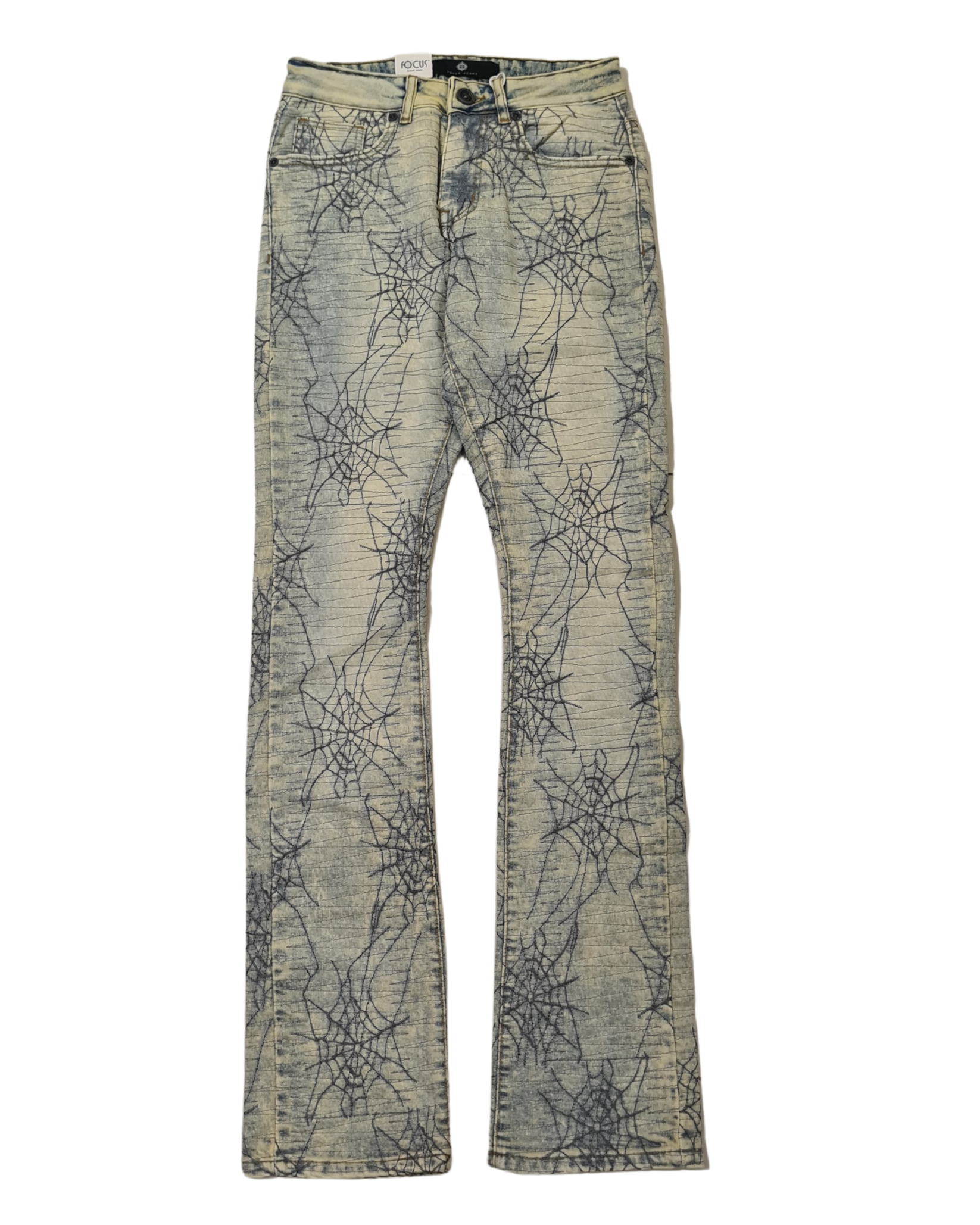 Mens Spider Web Stacked Slim Fit Jean 3508