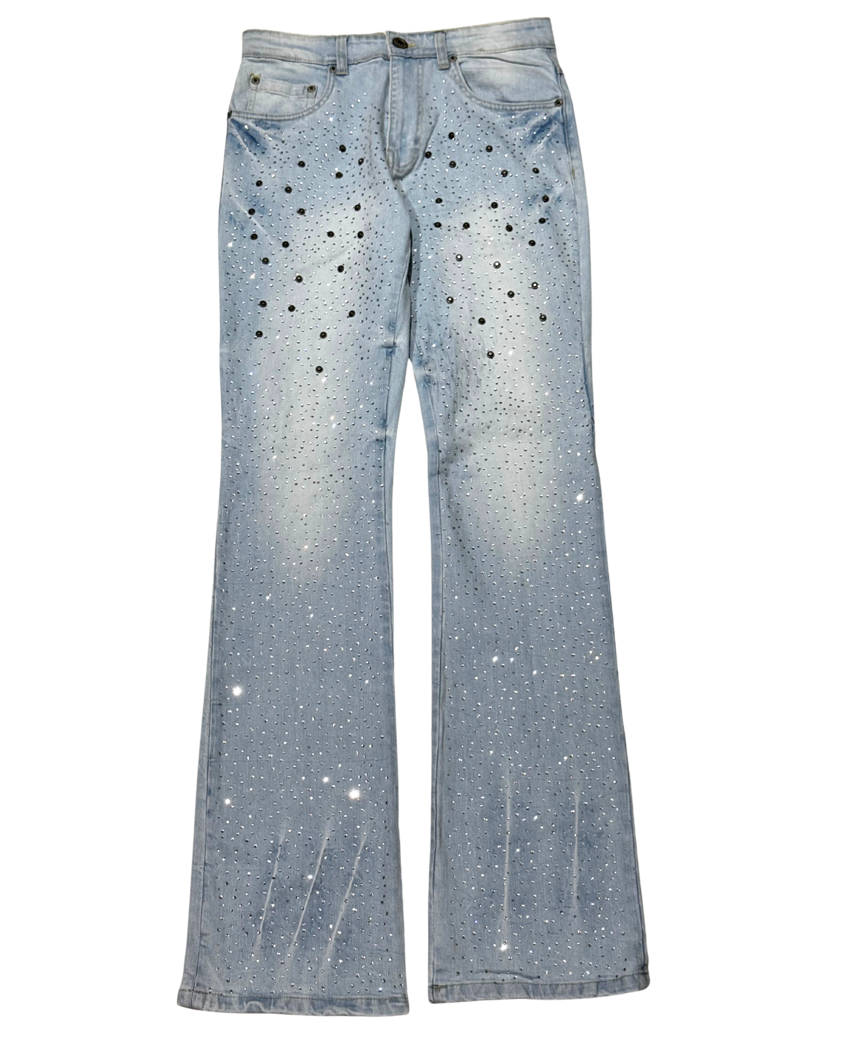 Mens Rhinestone Stacked Jeans 4115