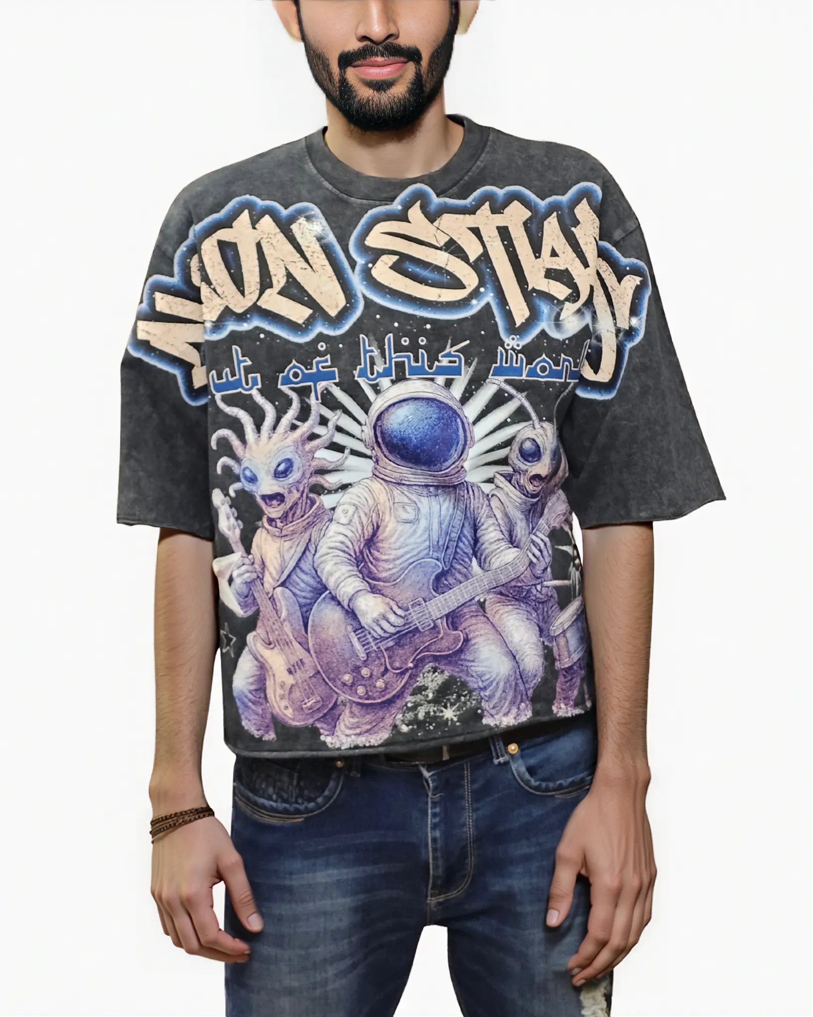 Mens Neon Stars Oversize Shirt