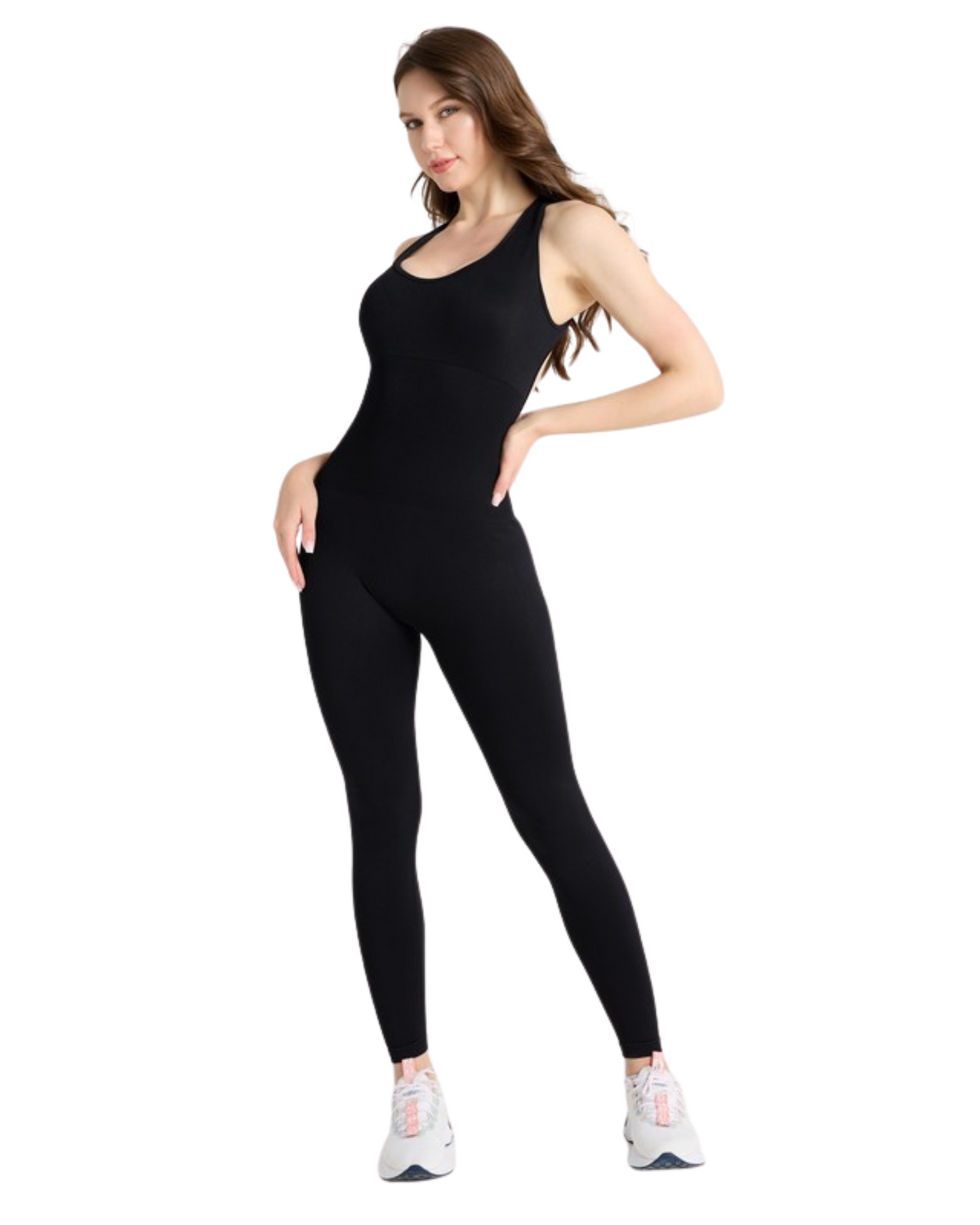 Womens Solid Open Back Jumpsuit