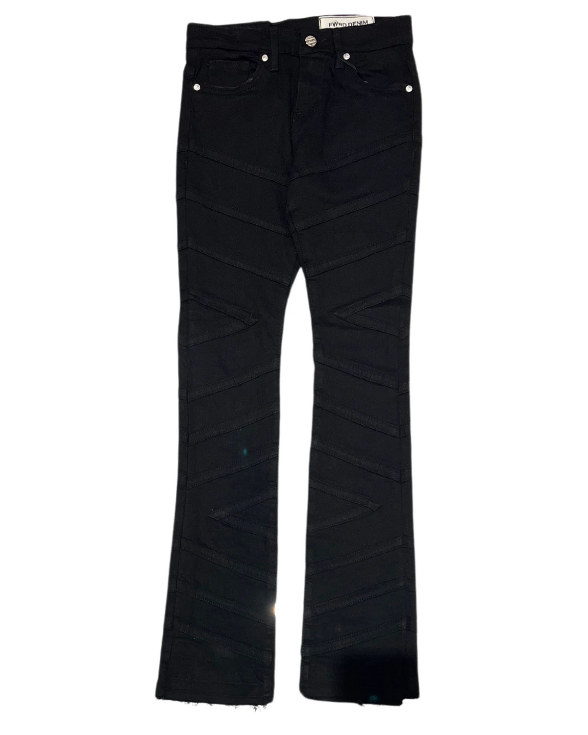 Mens Zig Zag Stacked Denim Jeans