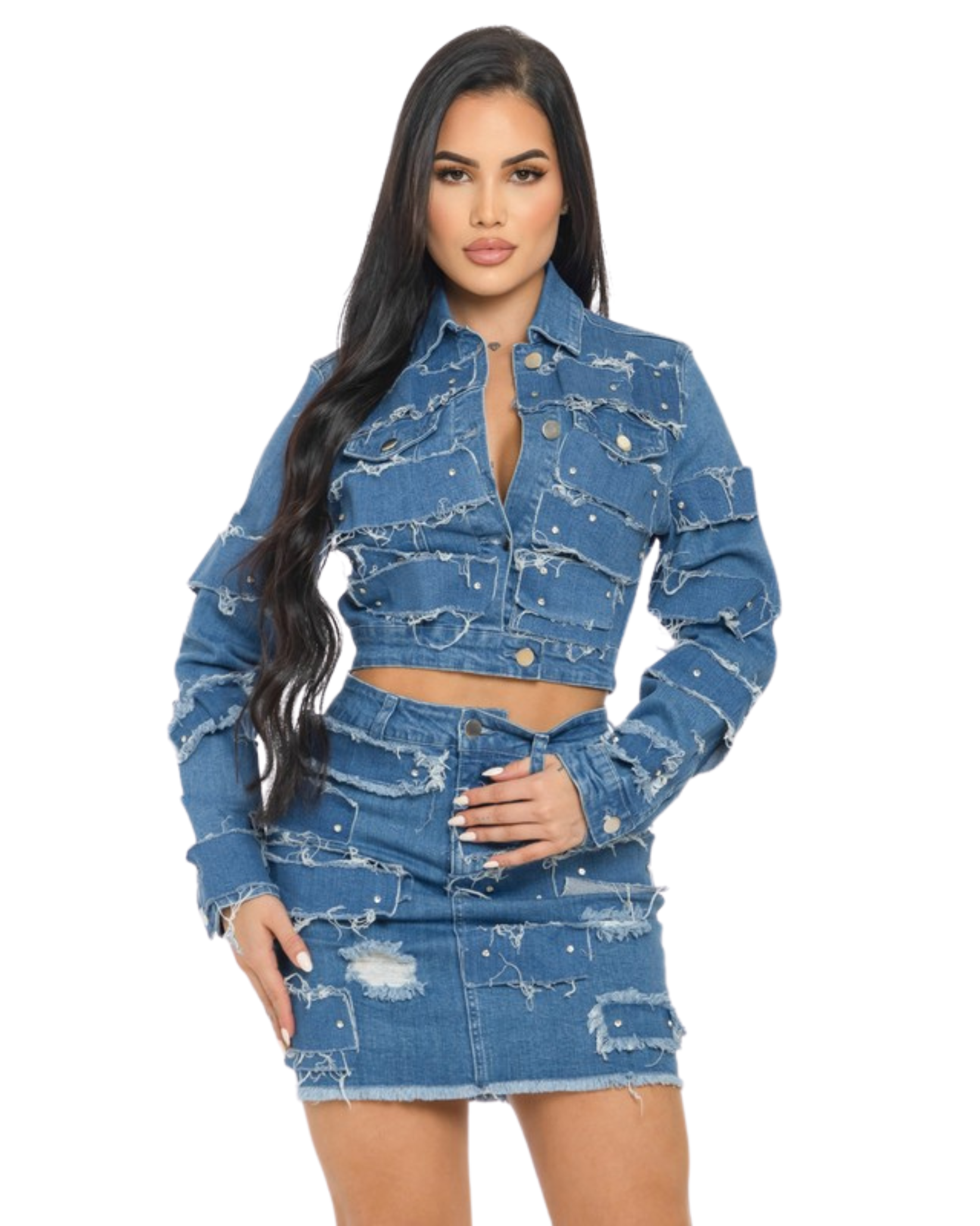 Womens Banjul Patchwork Denim Set