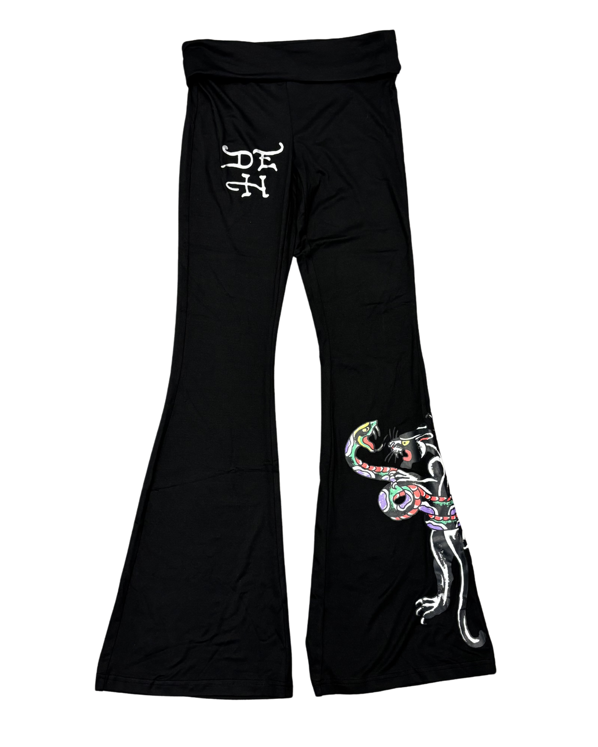 Womens Panther Snake Fold Over Yoga Pant