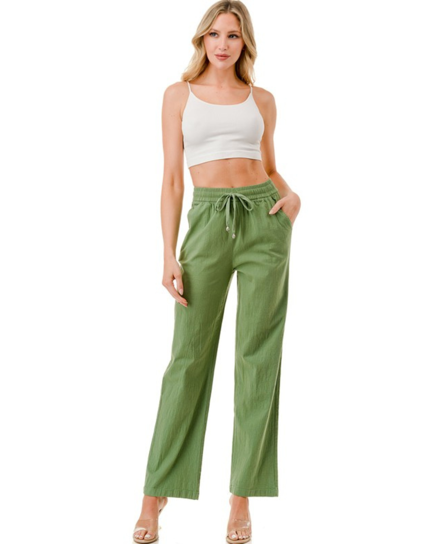 Womens Linen Drawstring Loose Sweatpant