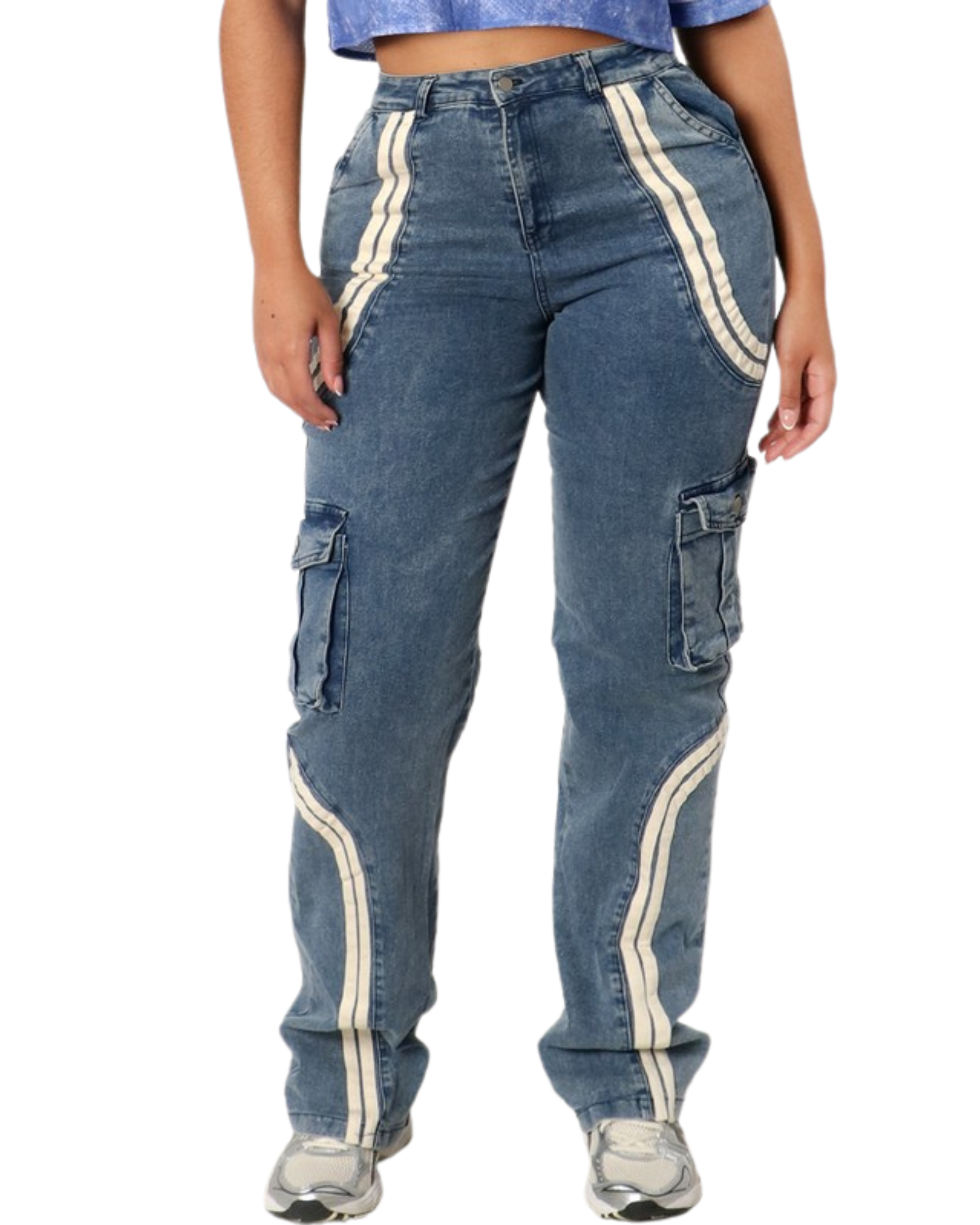 Womens Stripes Setback Denim Jean