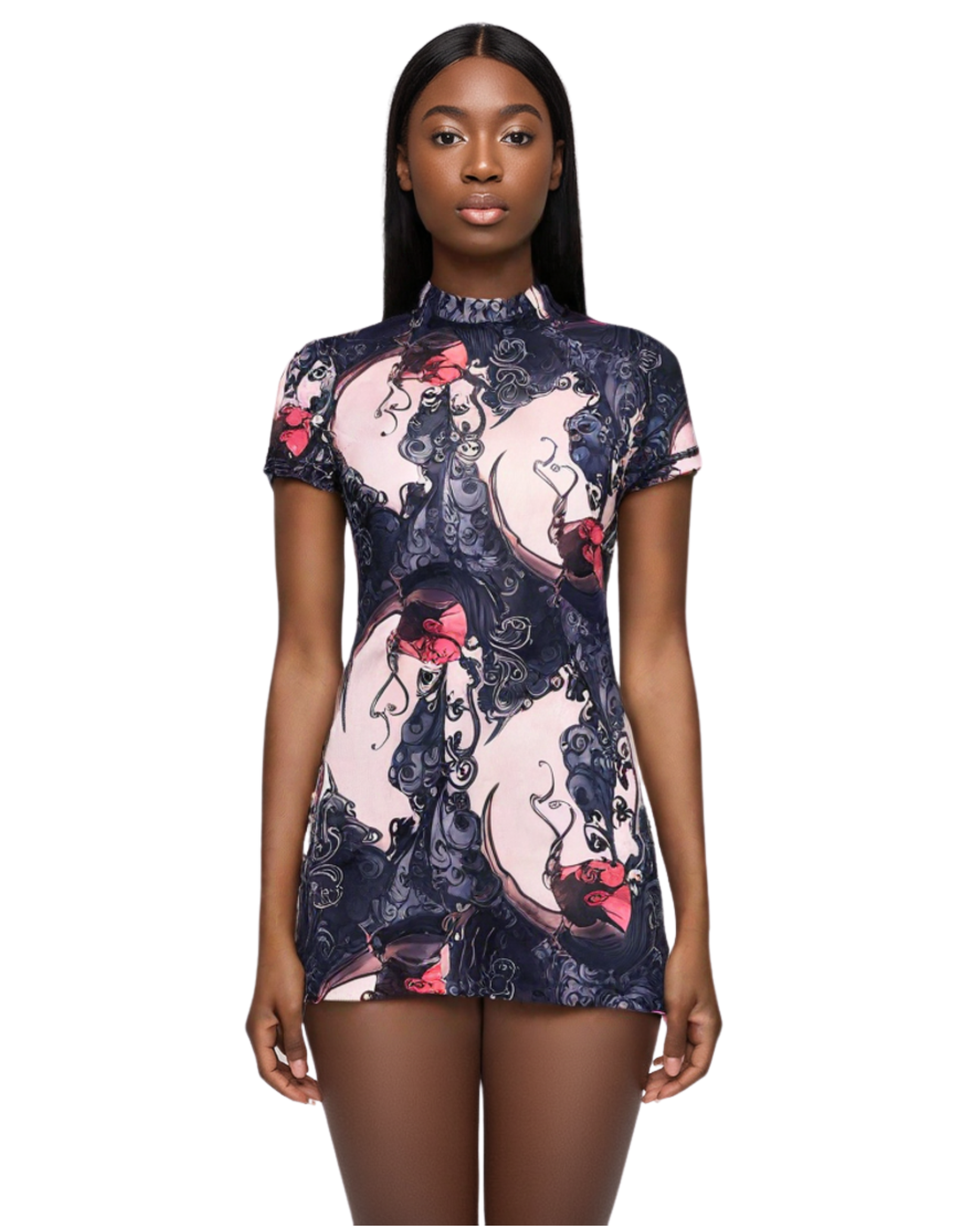 Womens Melody Deng Mesh Print Dress