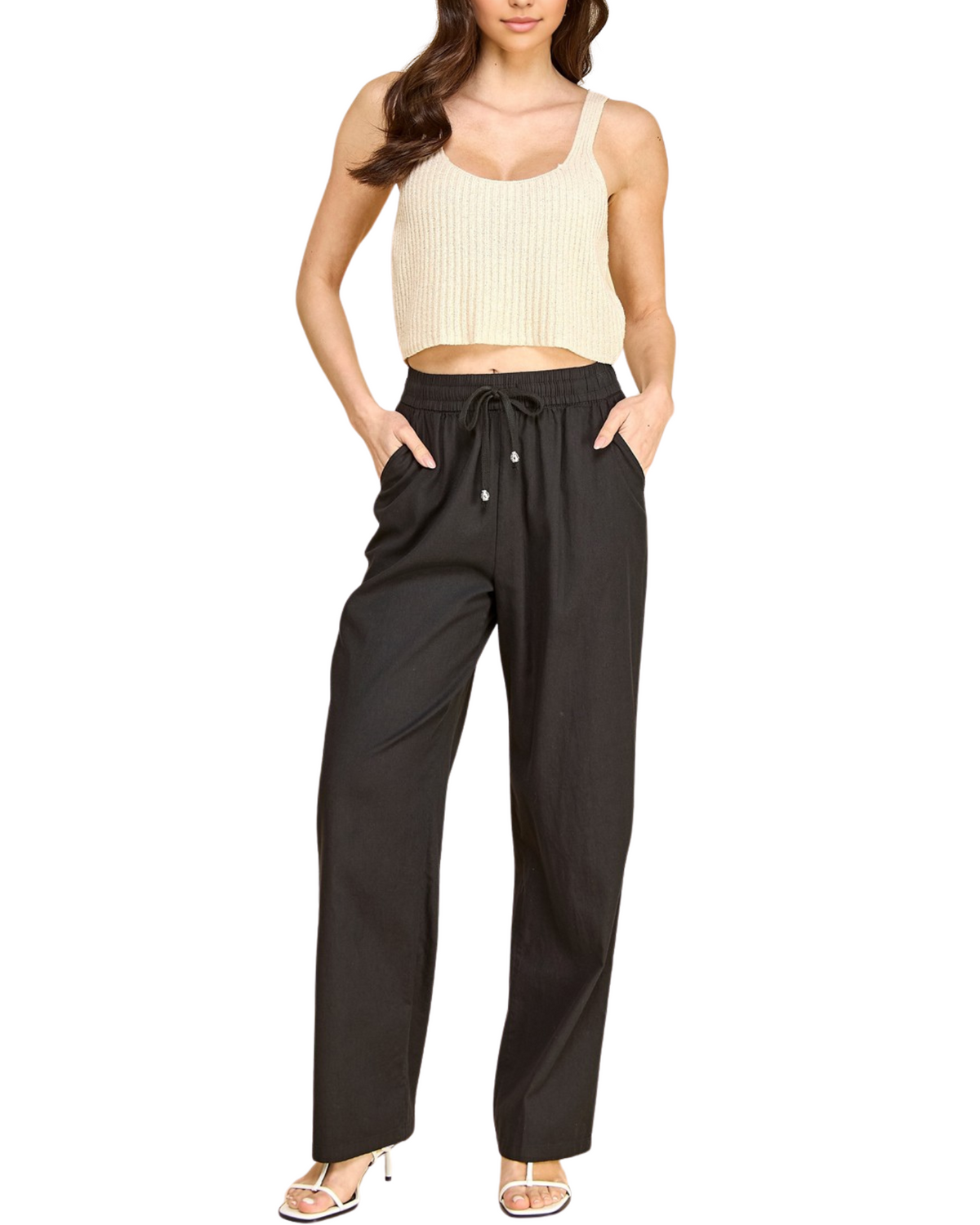 Womens Linen Drawstring Loose Sweatpant