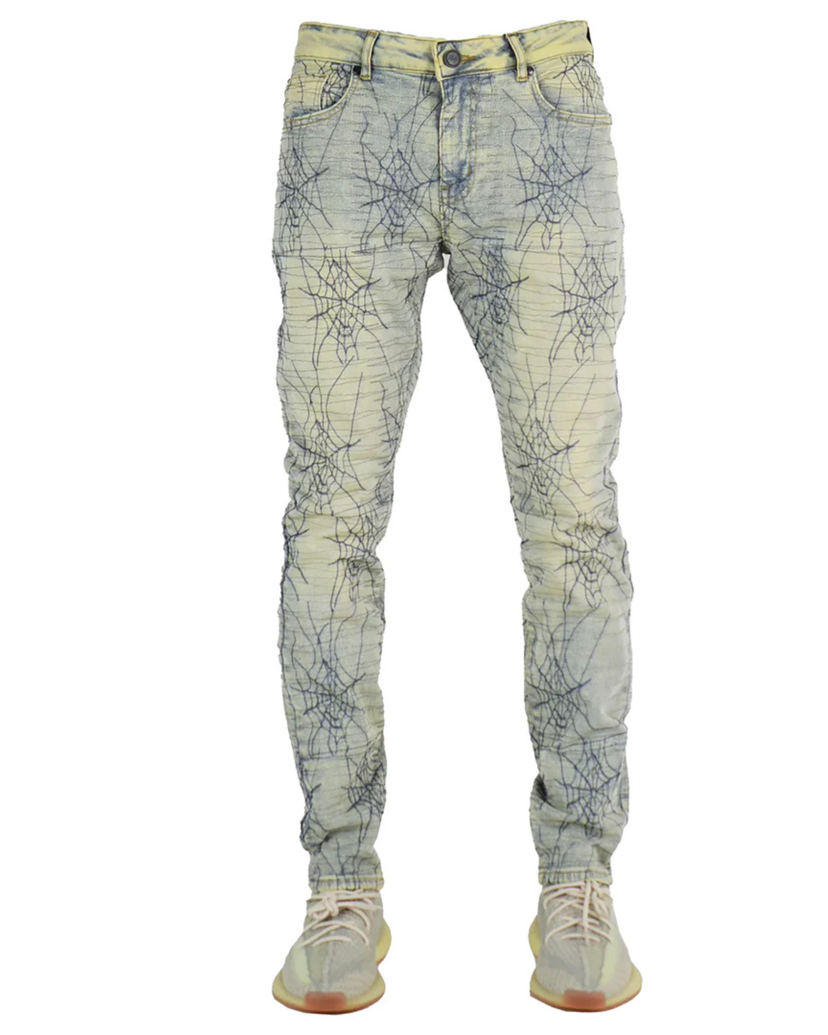Mens Spider Web Stacked Slim Fit Jean 3508