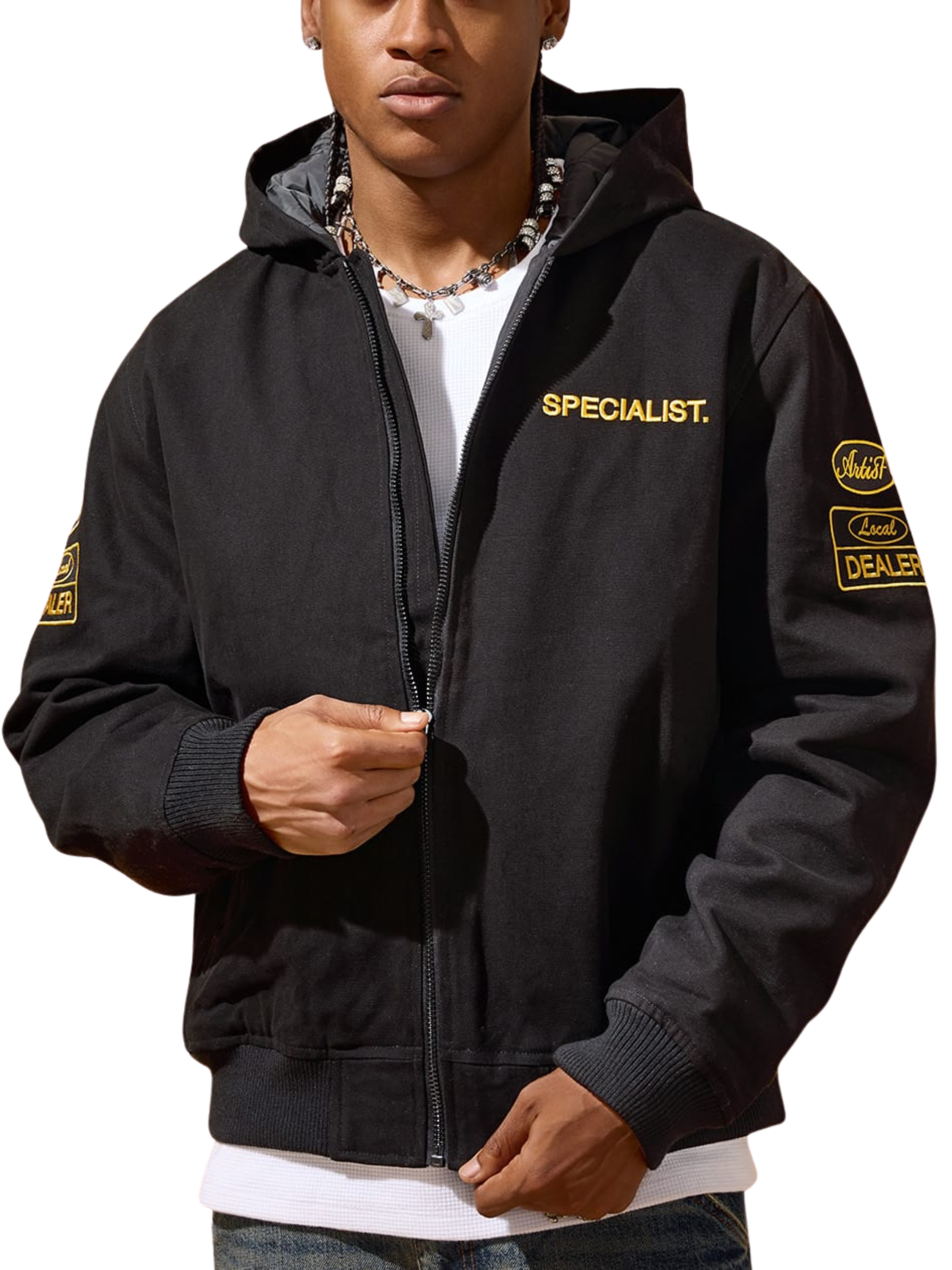 Mens Nylon Striped Zip Jacket