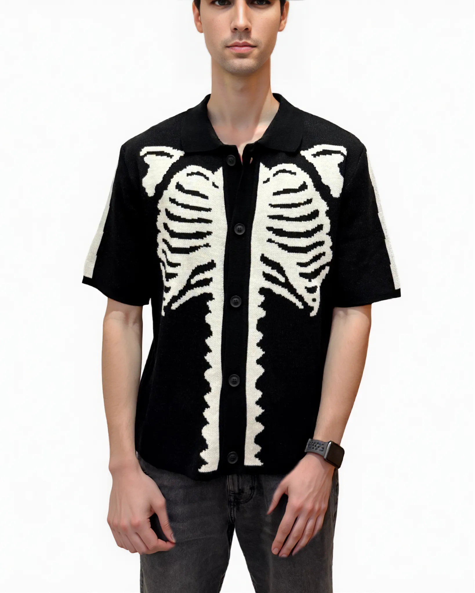 Mens Skeleton Printed Woven Shirt