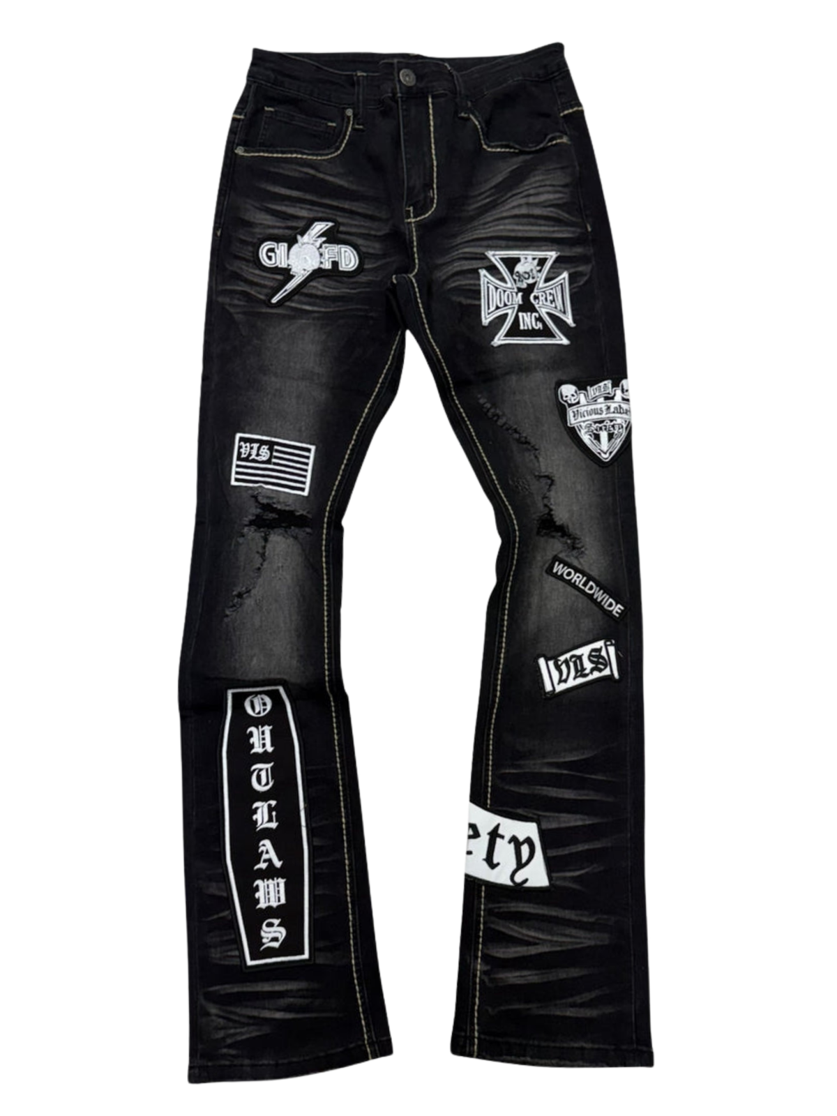 Mens Patched Flare Jean VC1219