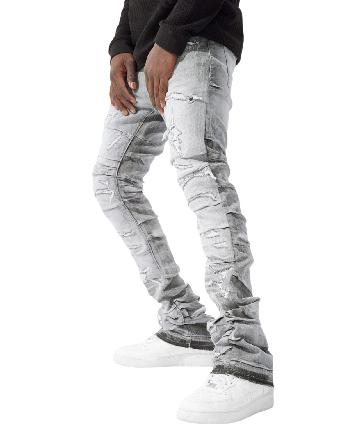 Mens Ripped Stacked Jeans JTF1157