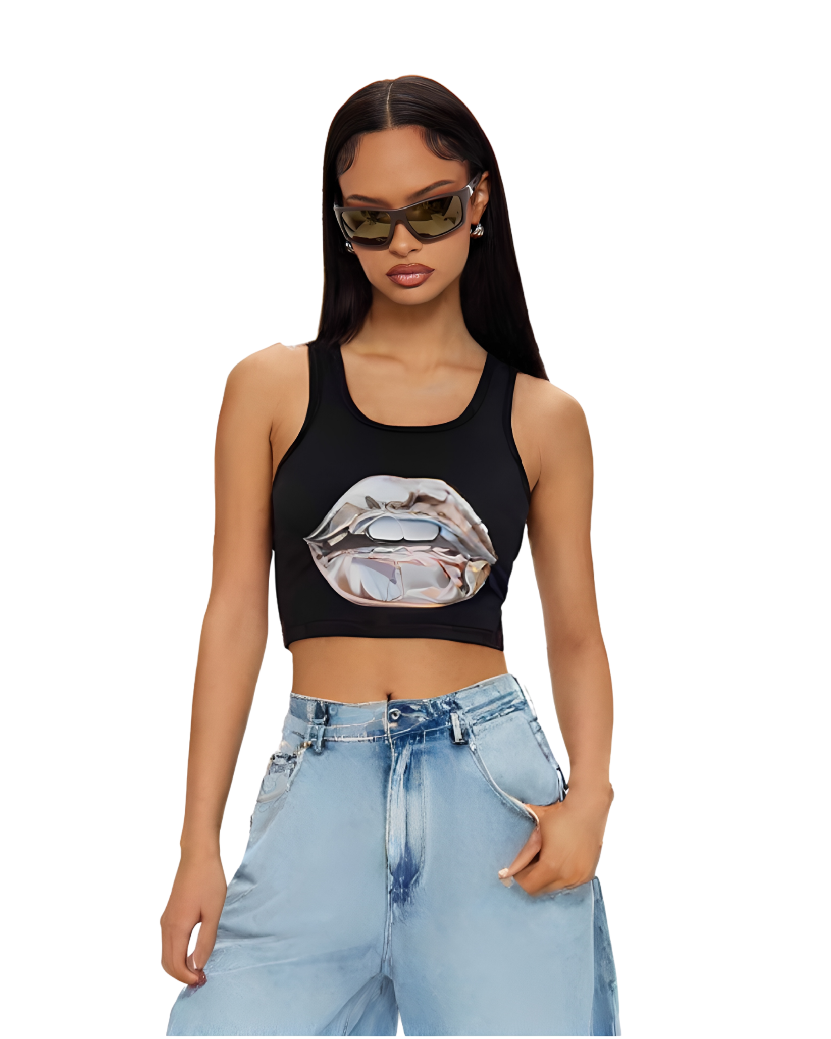 Womens Keep Up Sleeveless Crop Top
