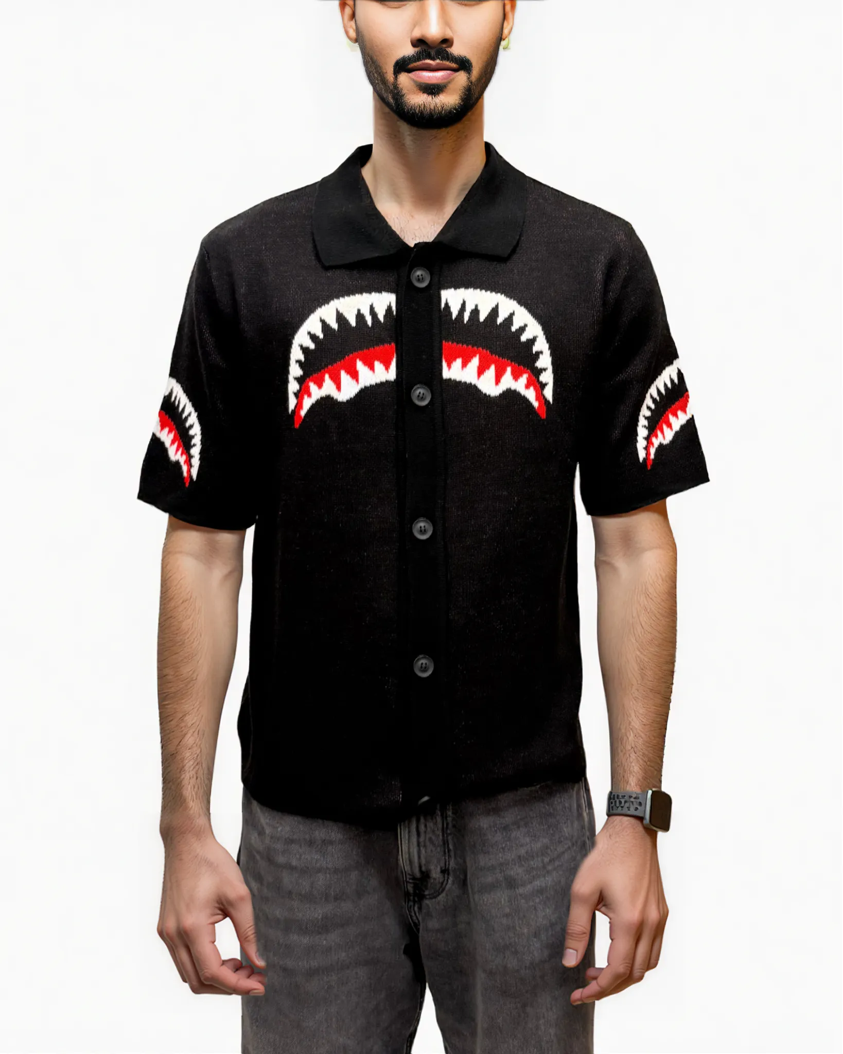 Mens Shark Printed Woven Shirt