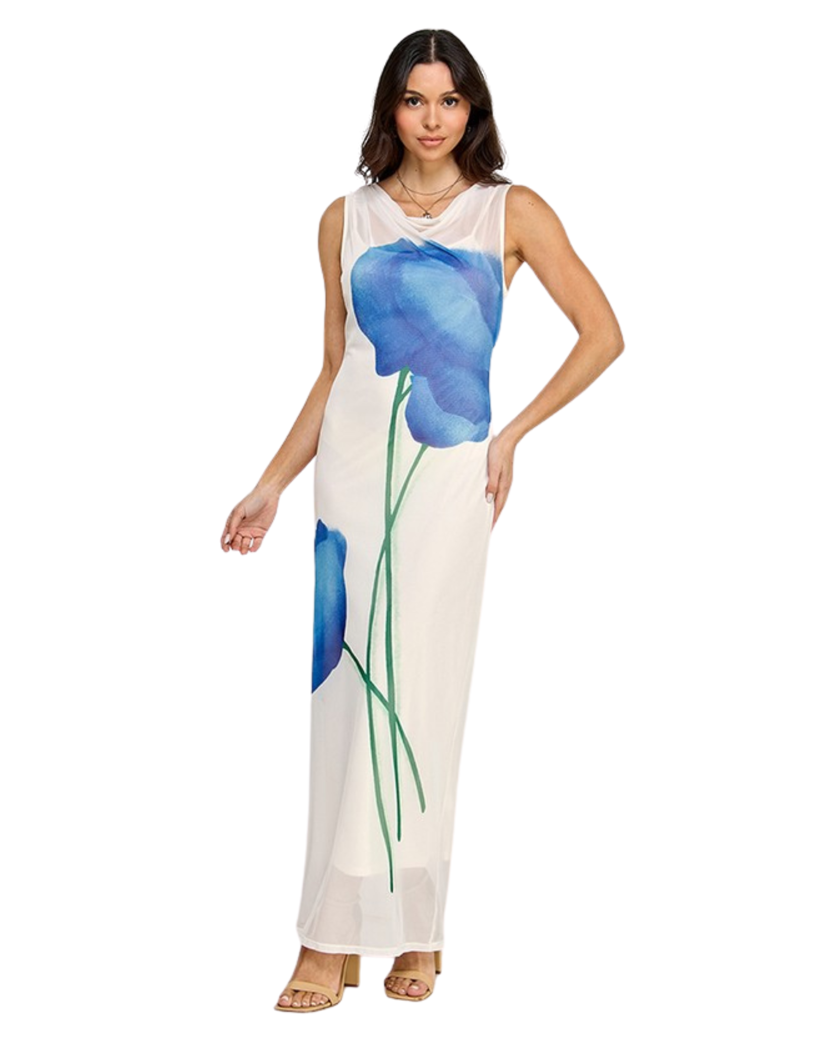 Womens Flower Abstracted Printed Dress