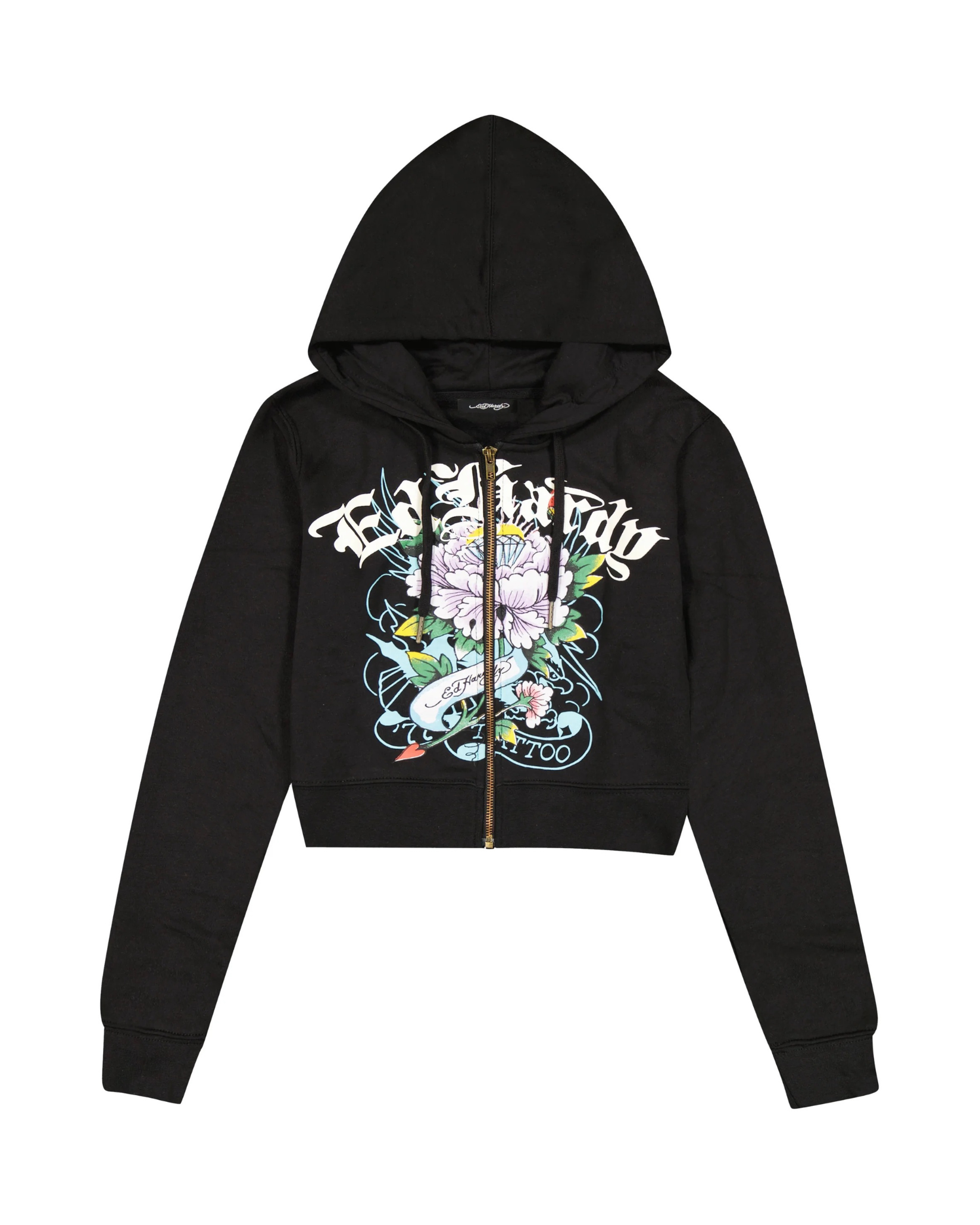 Womens Flower Front Zip Hoodie