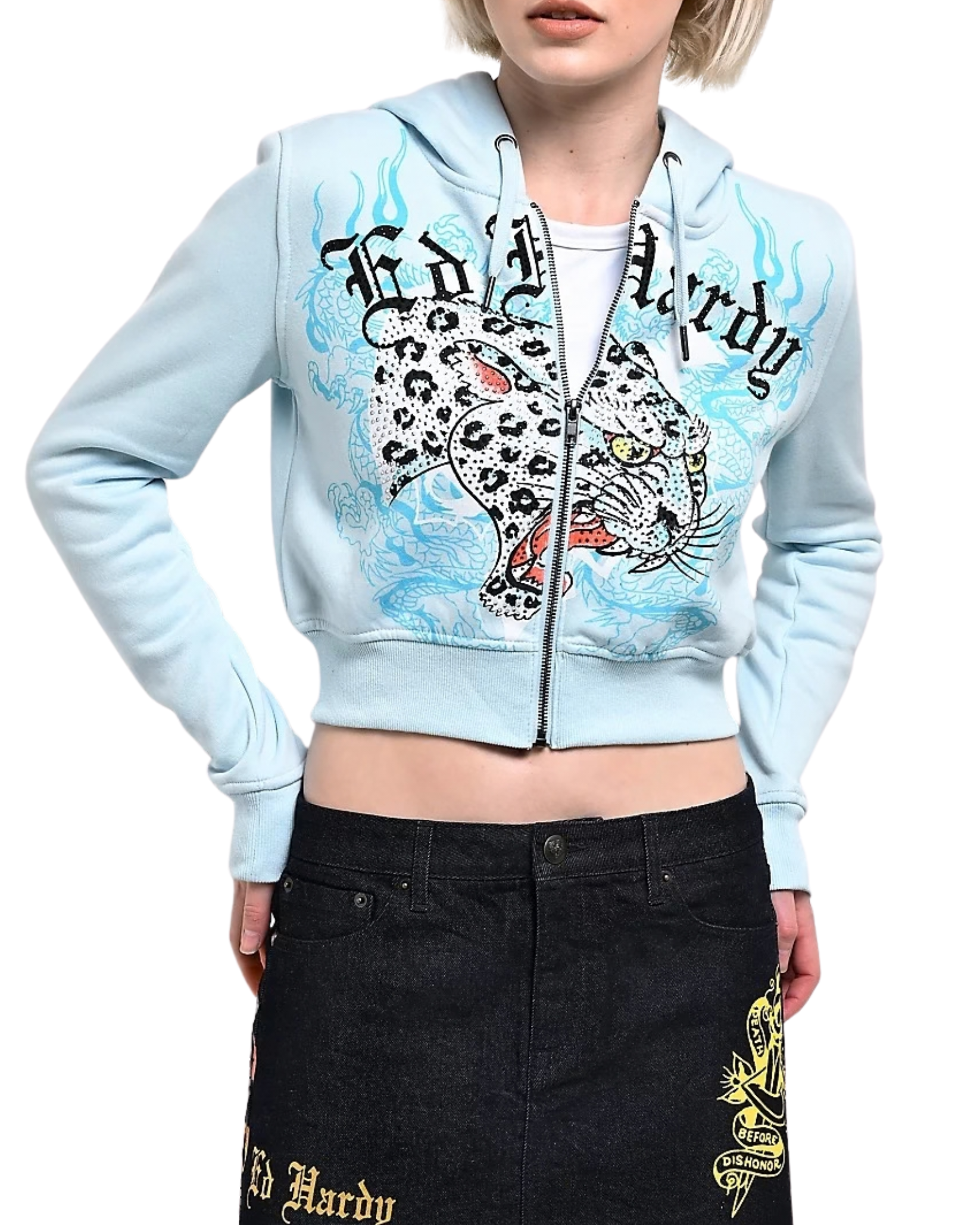 Womens Dragon Leopard Zip Up Hoodie