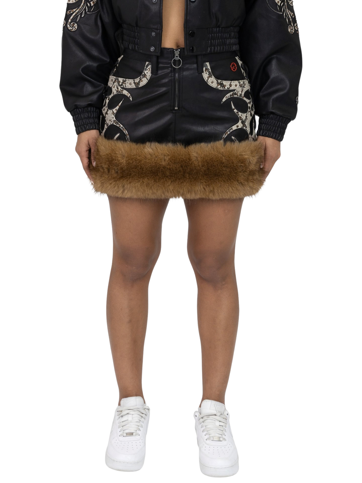 Womens Ascension Fur Mini Skirt