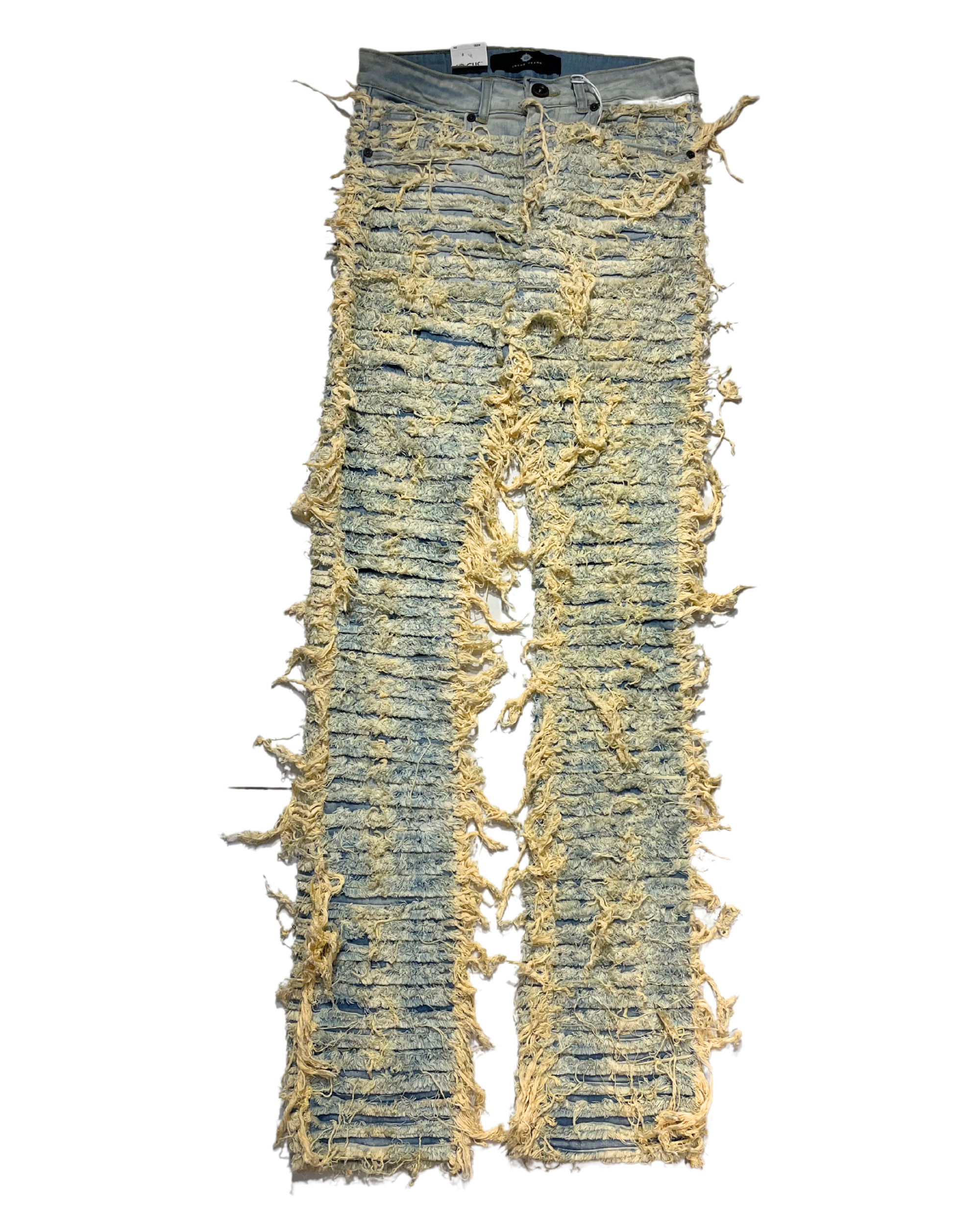 Mens Frayed Stacked Jeans