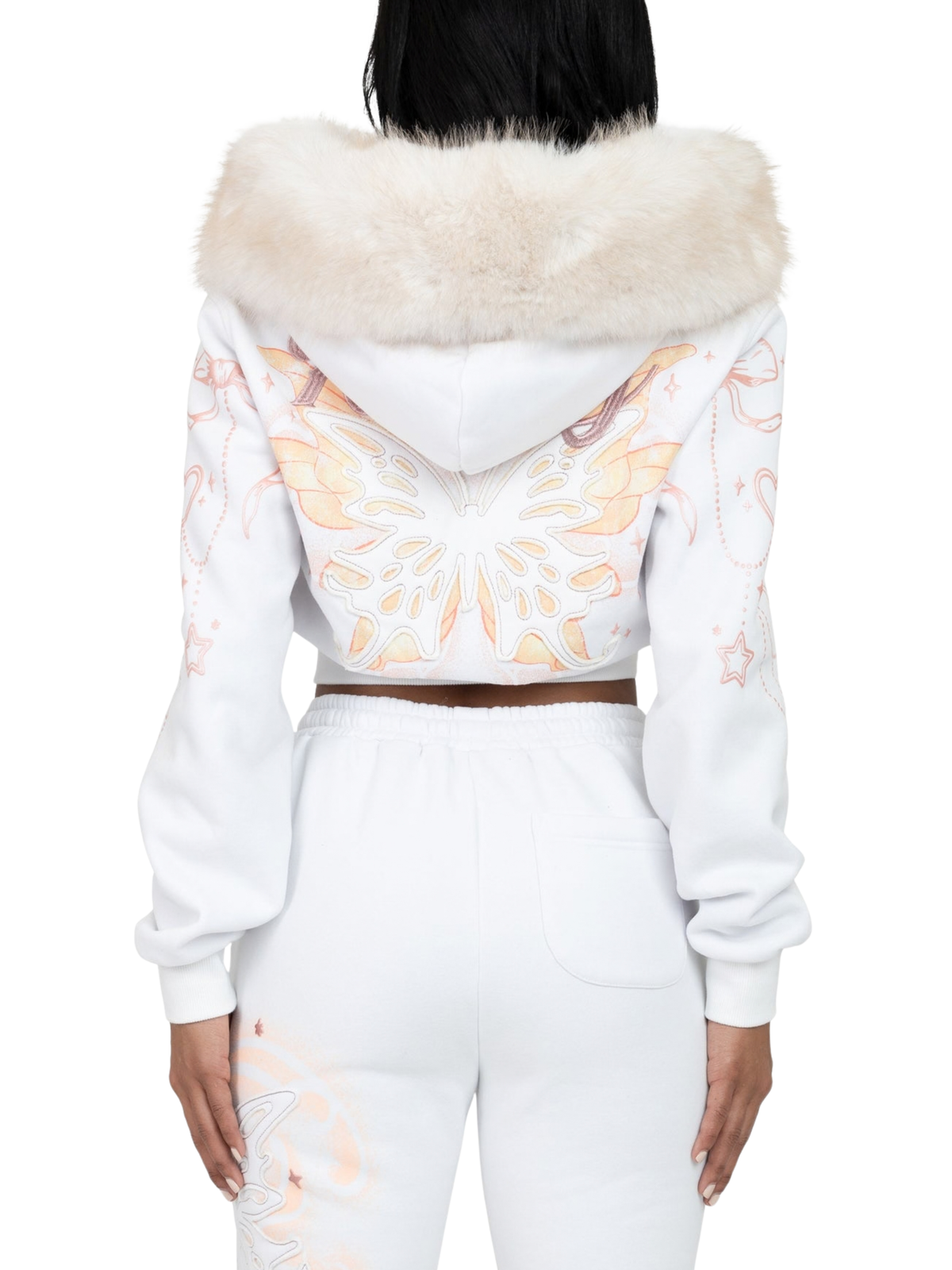 Womens Butterfly Rising Fur Hoodie