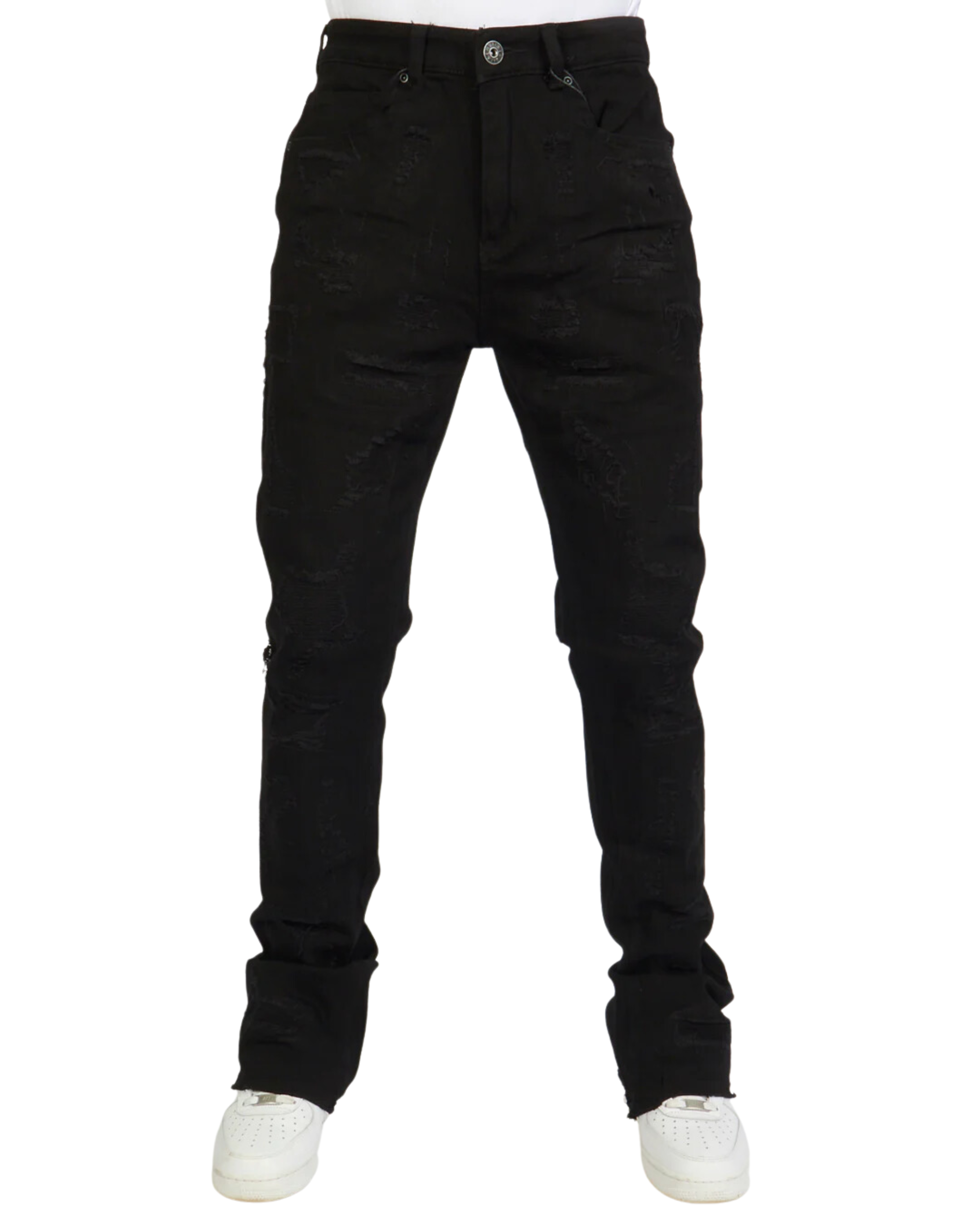 Mens Multi Stitch Ripped Stacked Jeans 5666T