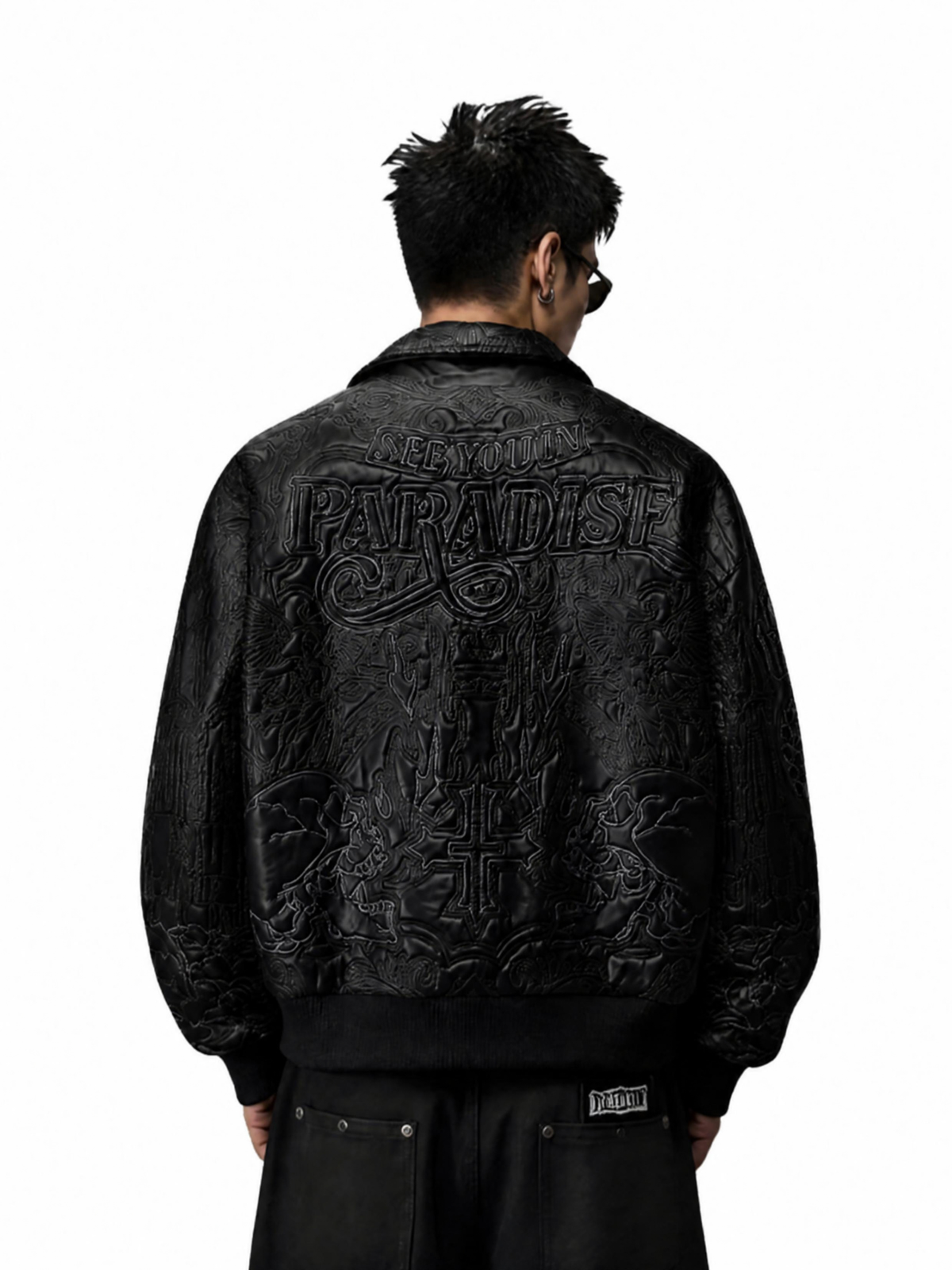 Mens Noir Double Skull Zipped Jacket