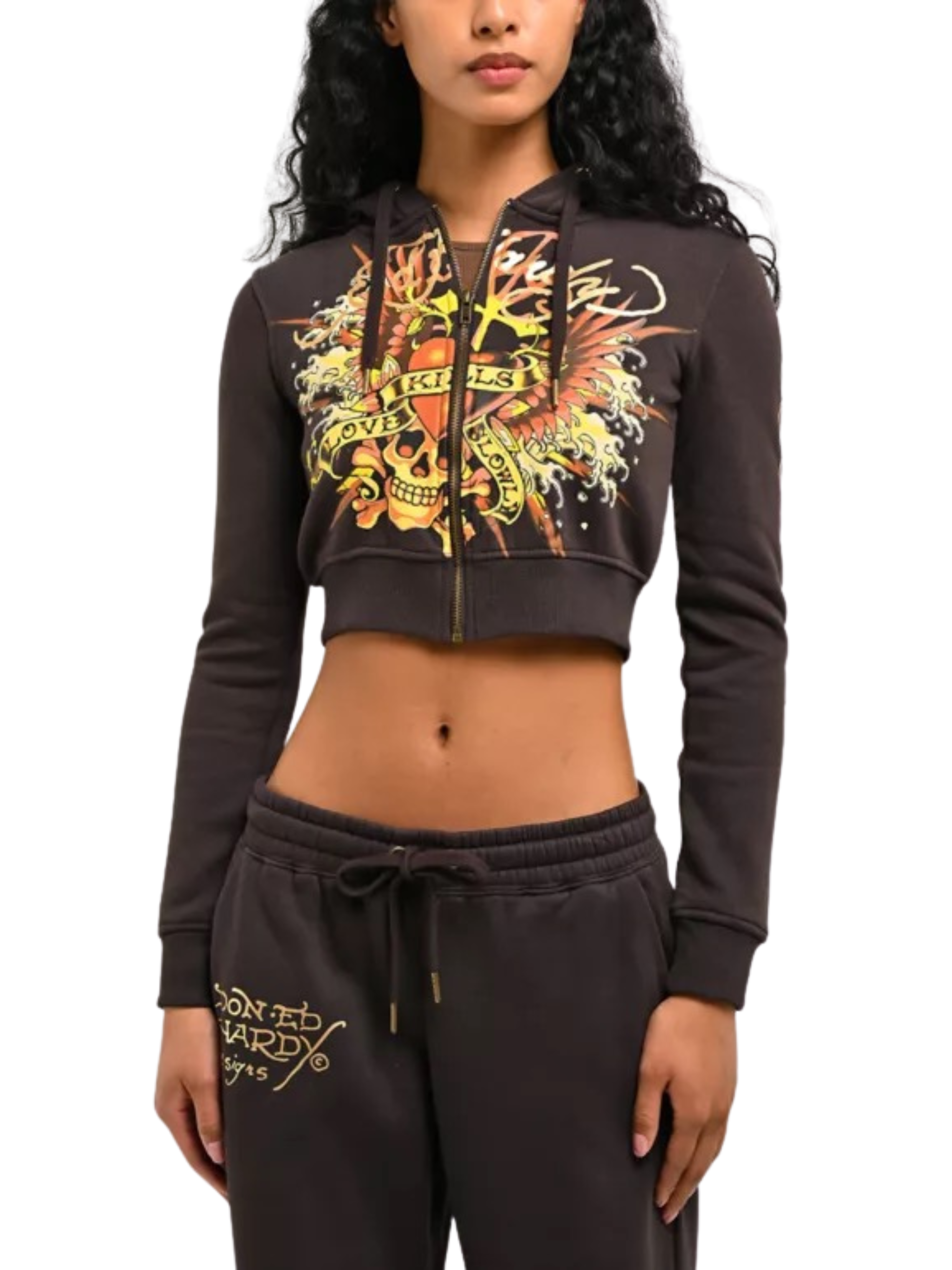 Womens Wing Skull Zip Hoodie