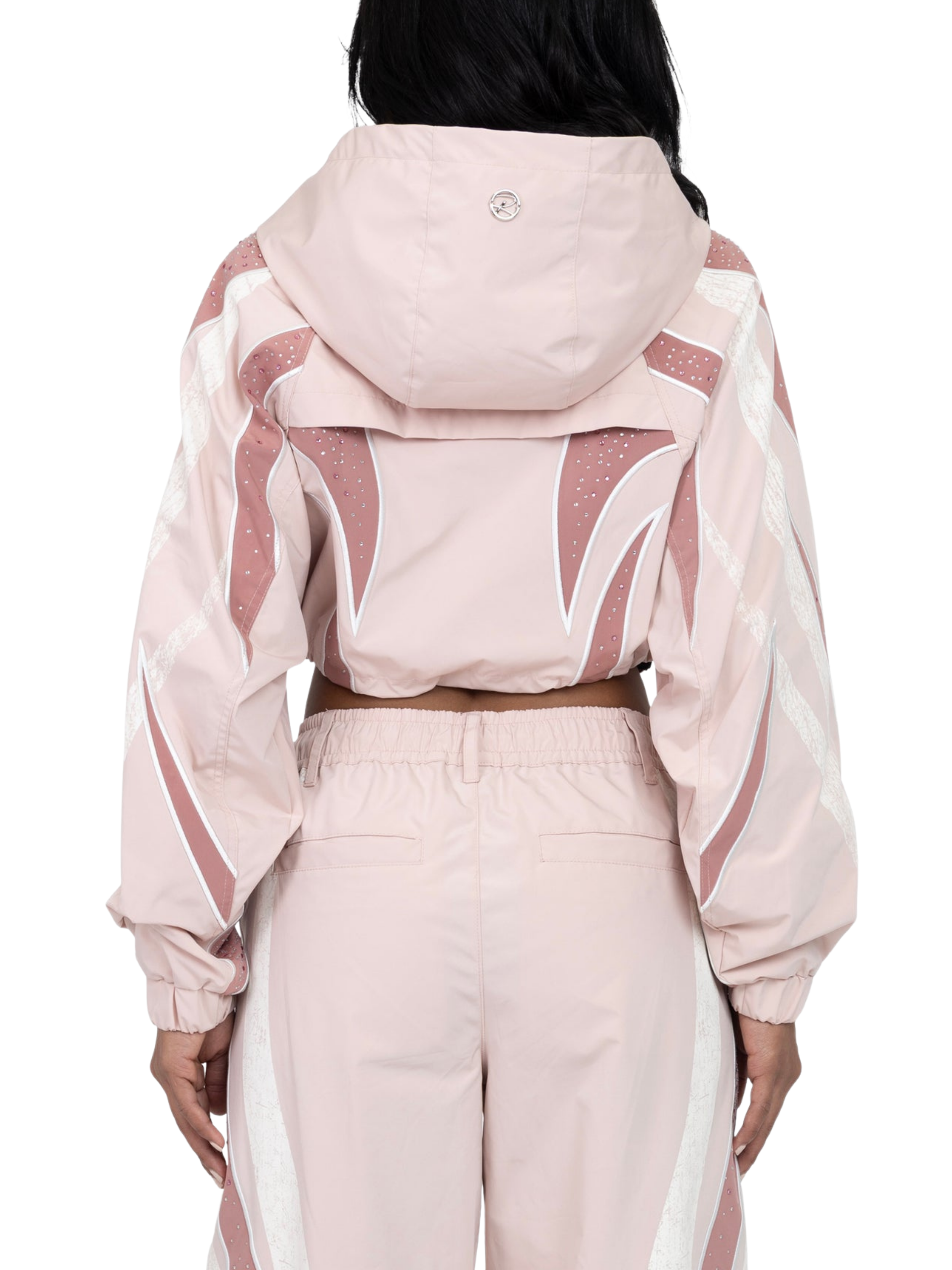 Womens Rhinestone Nylon Zip Jacket