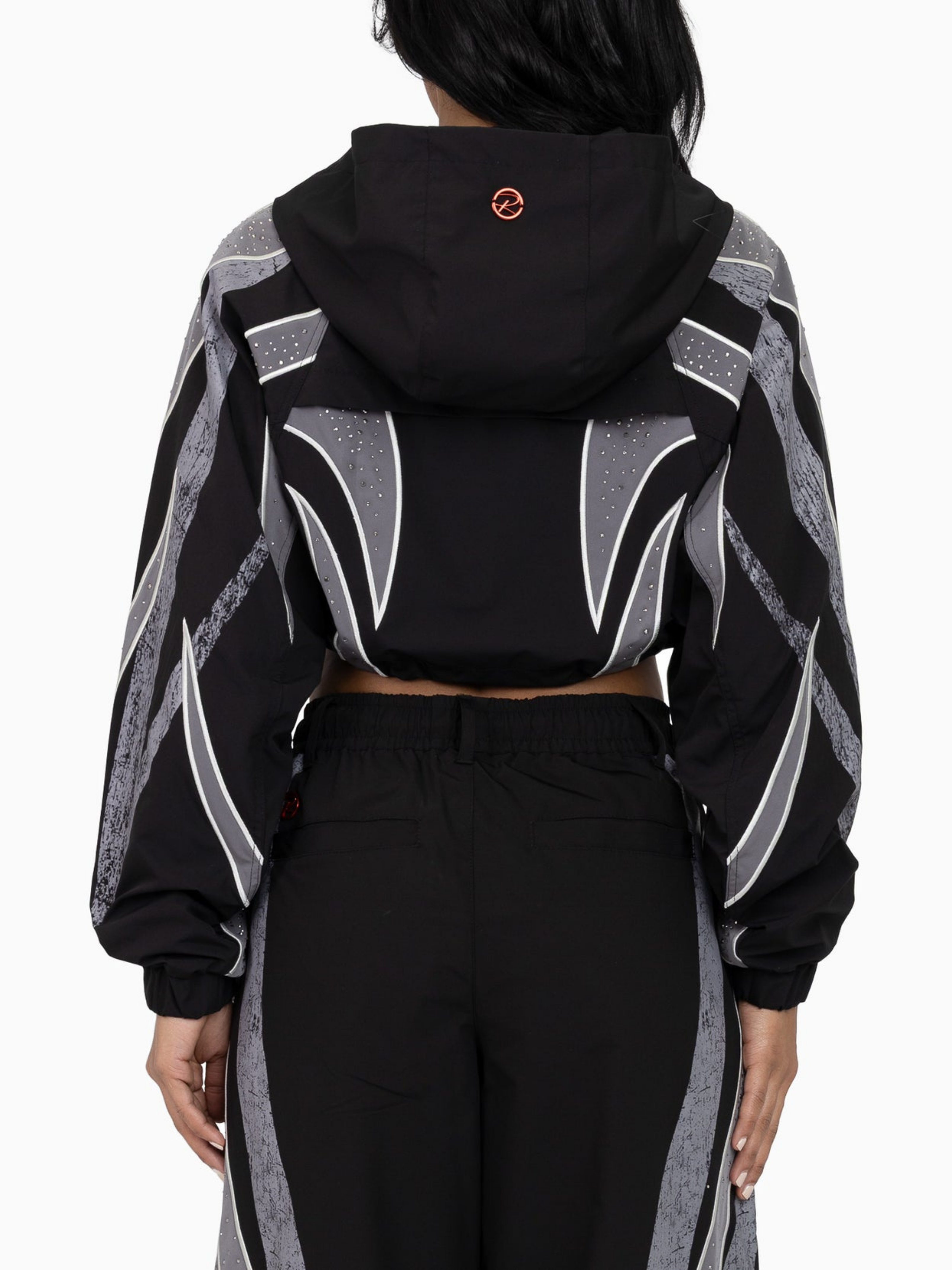 Womens Rhinestone Nylon Zip Jacket