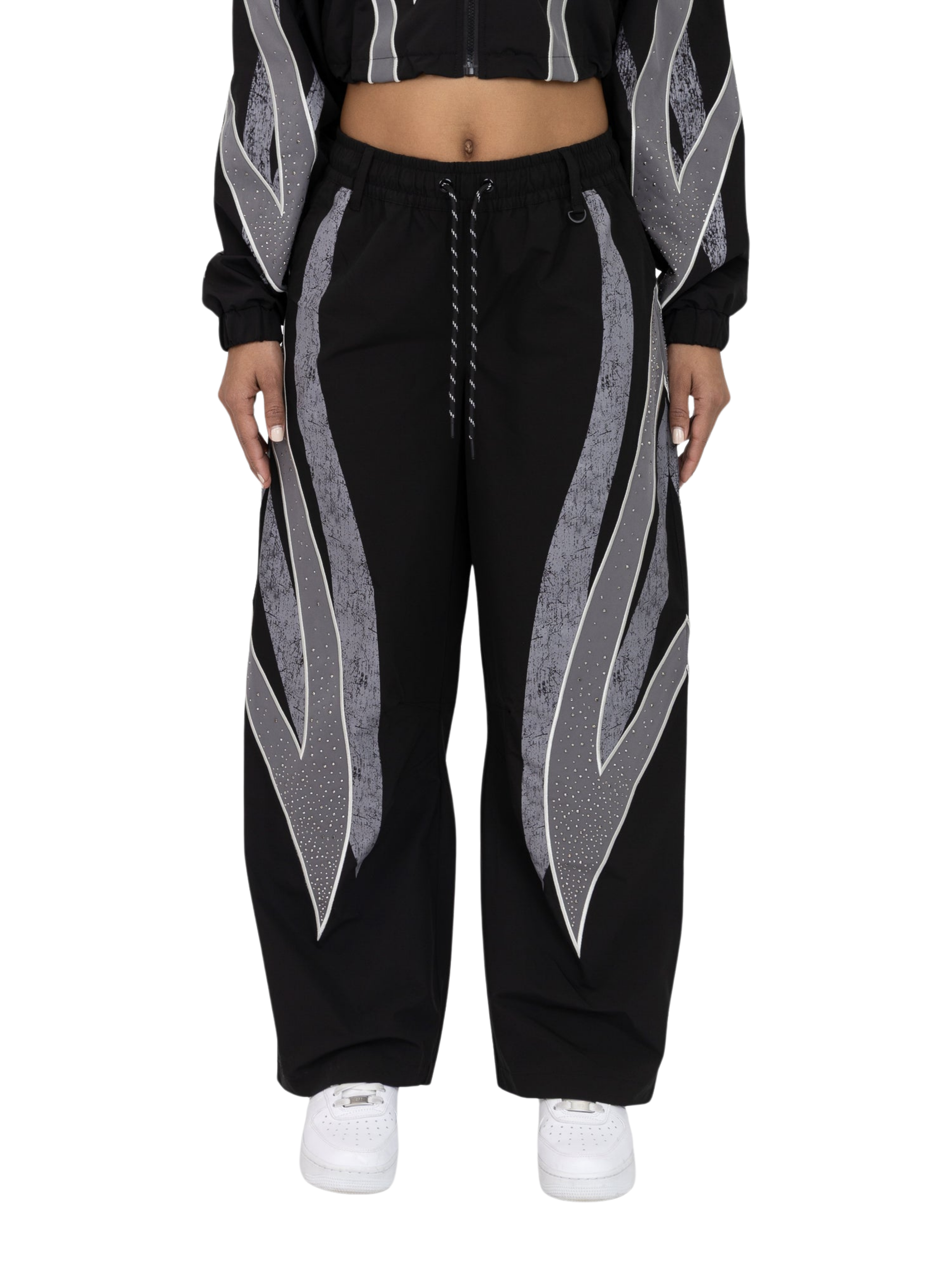 Womens Rhinestone Nylon Pants