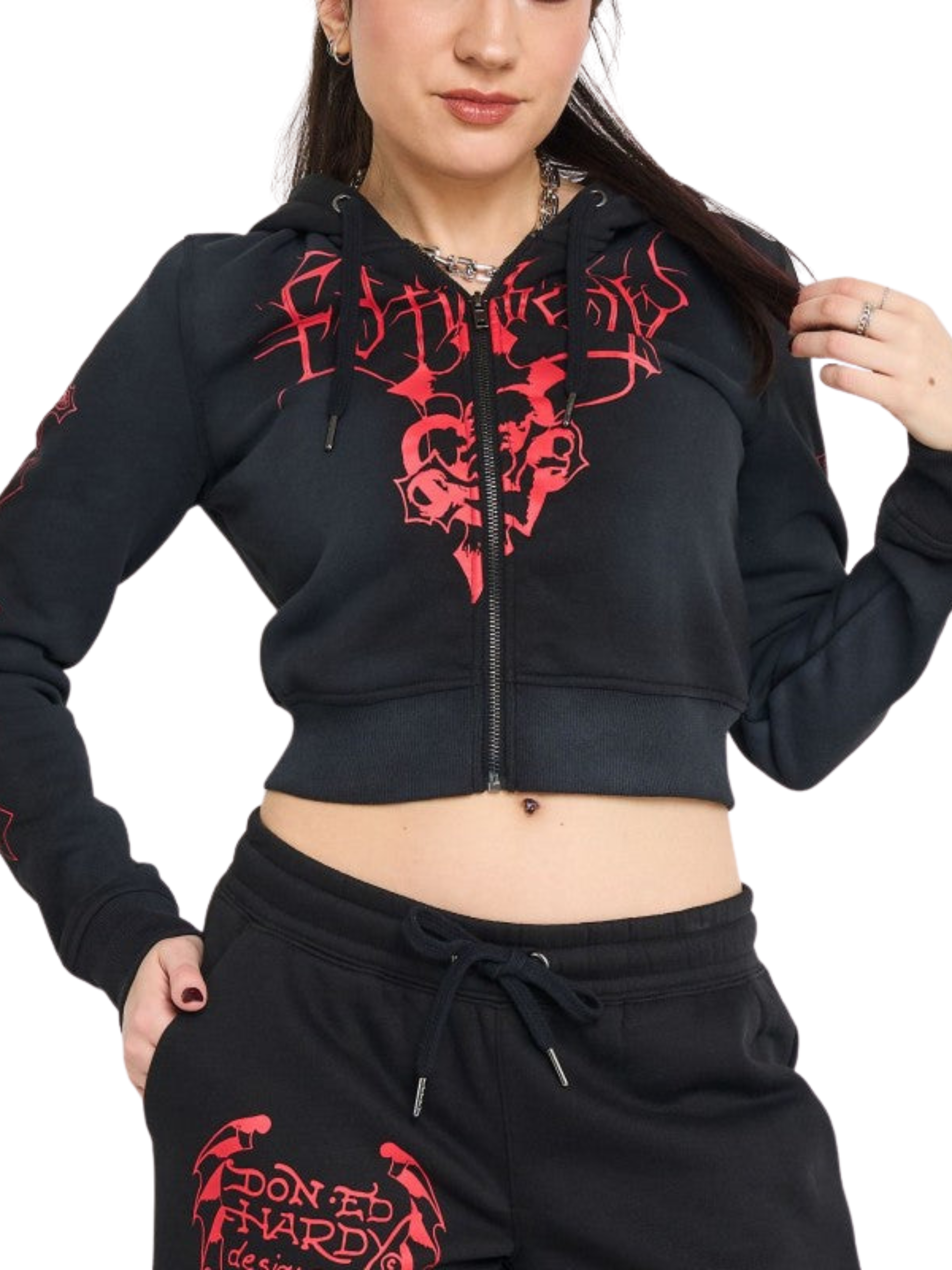 Womens Crosses Zip Front Hoodie