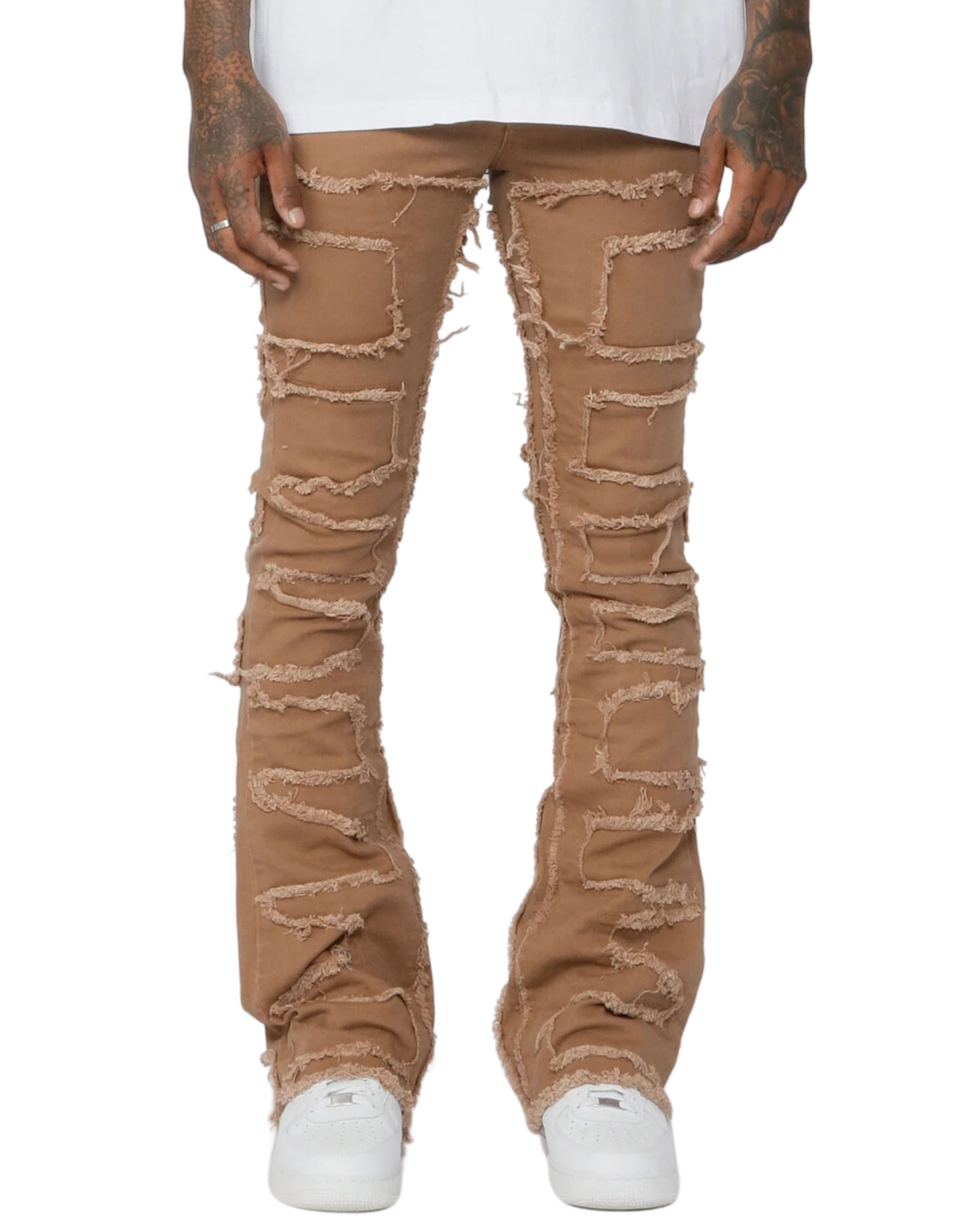 Mens Shaked Flare Stacked Jeans