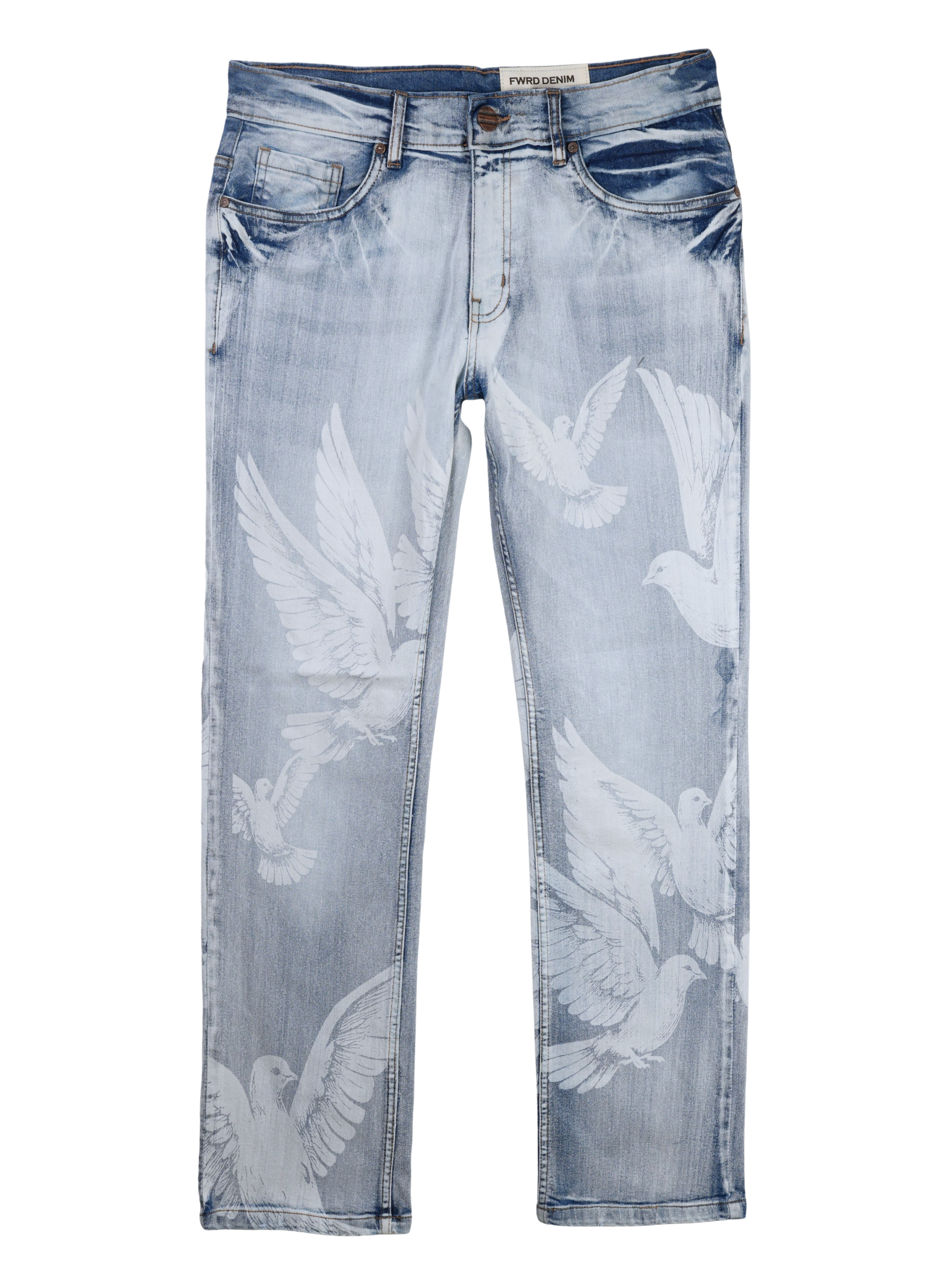 Mens Dove Printed Jeans 330489B