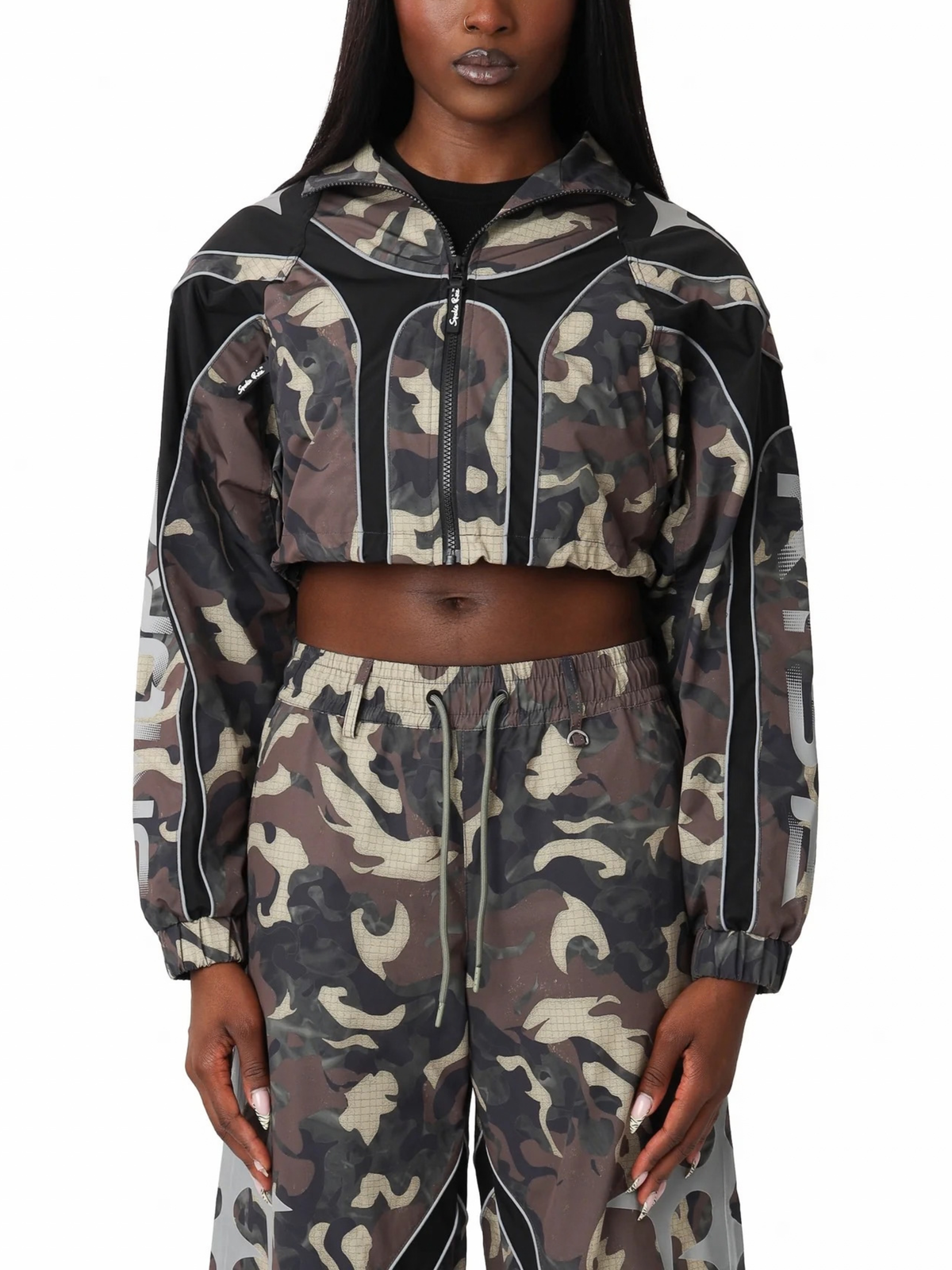 Womens Reflective Nylon Zip Hoodie