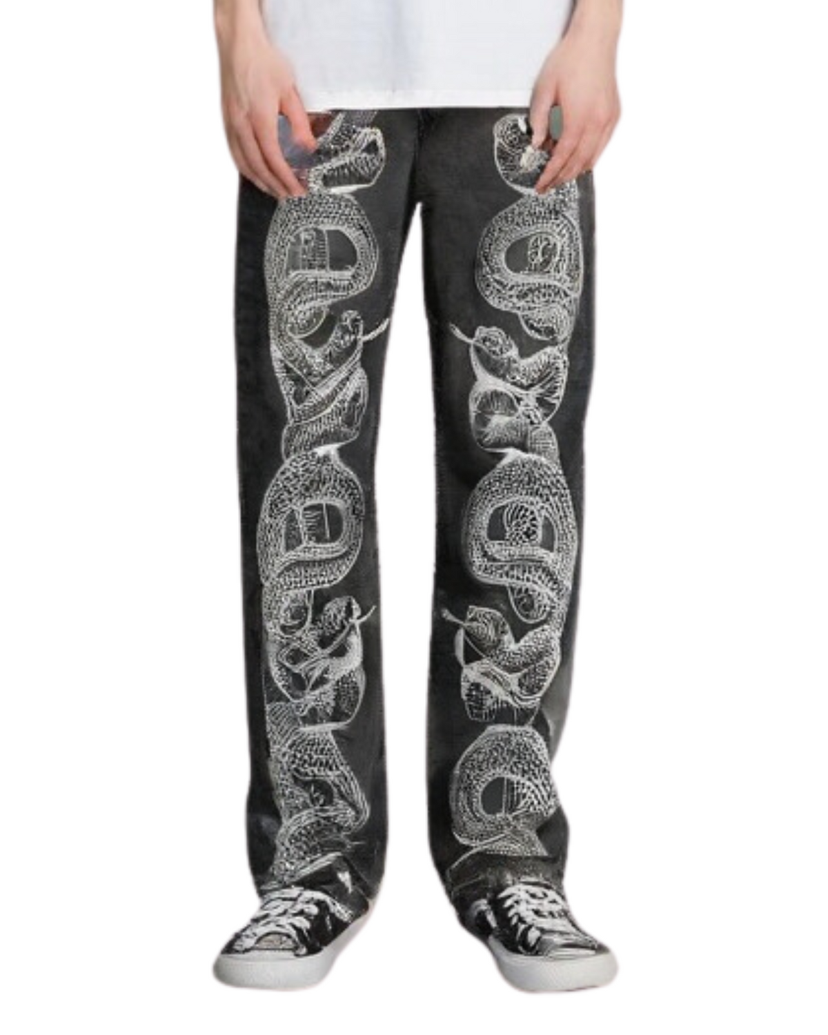 Mens Snake Printed Denim Jean