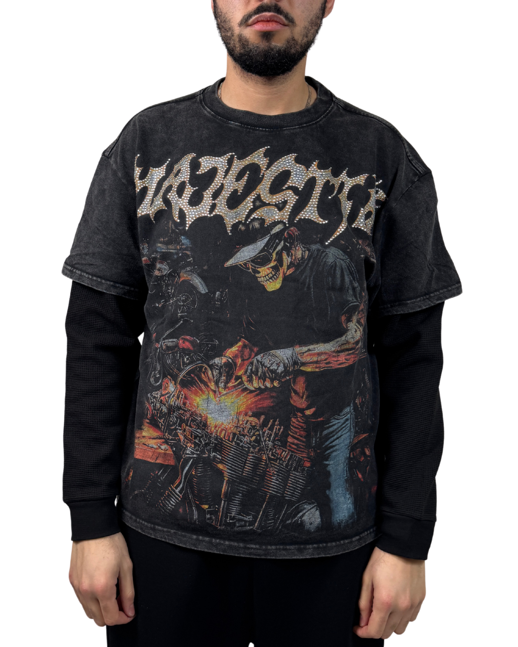 Mens Skeleton On Work Full Sleeve Shirt