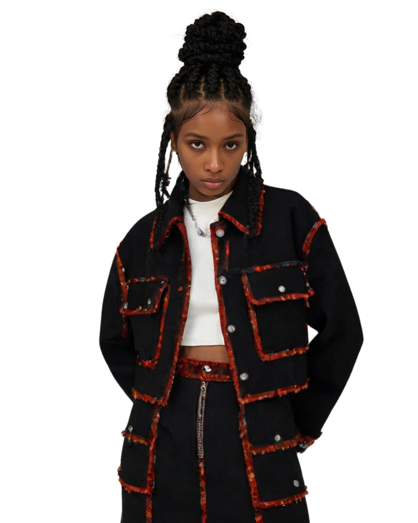 Womens Edge Point Crop Denim Jacket