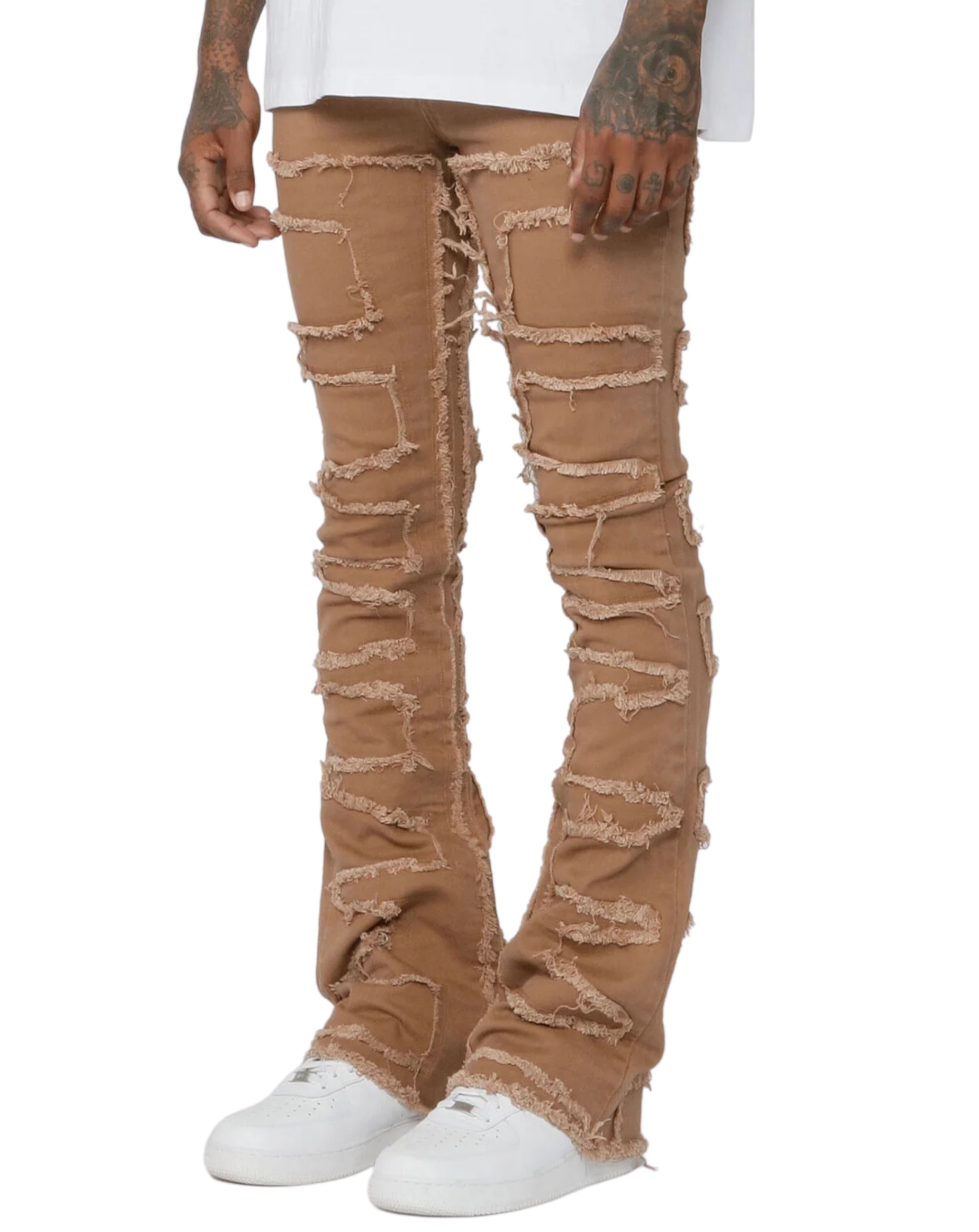 Mens Shaked Flare Stacked Jeans