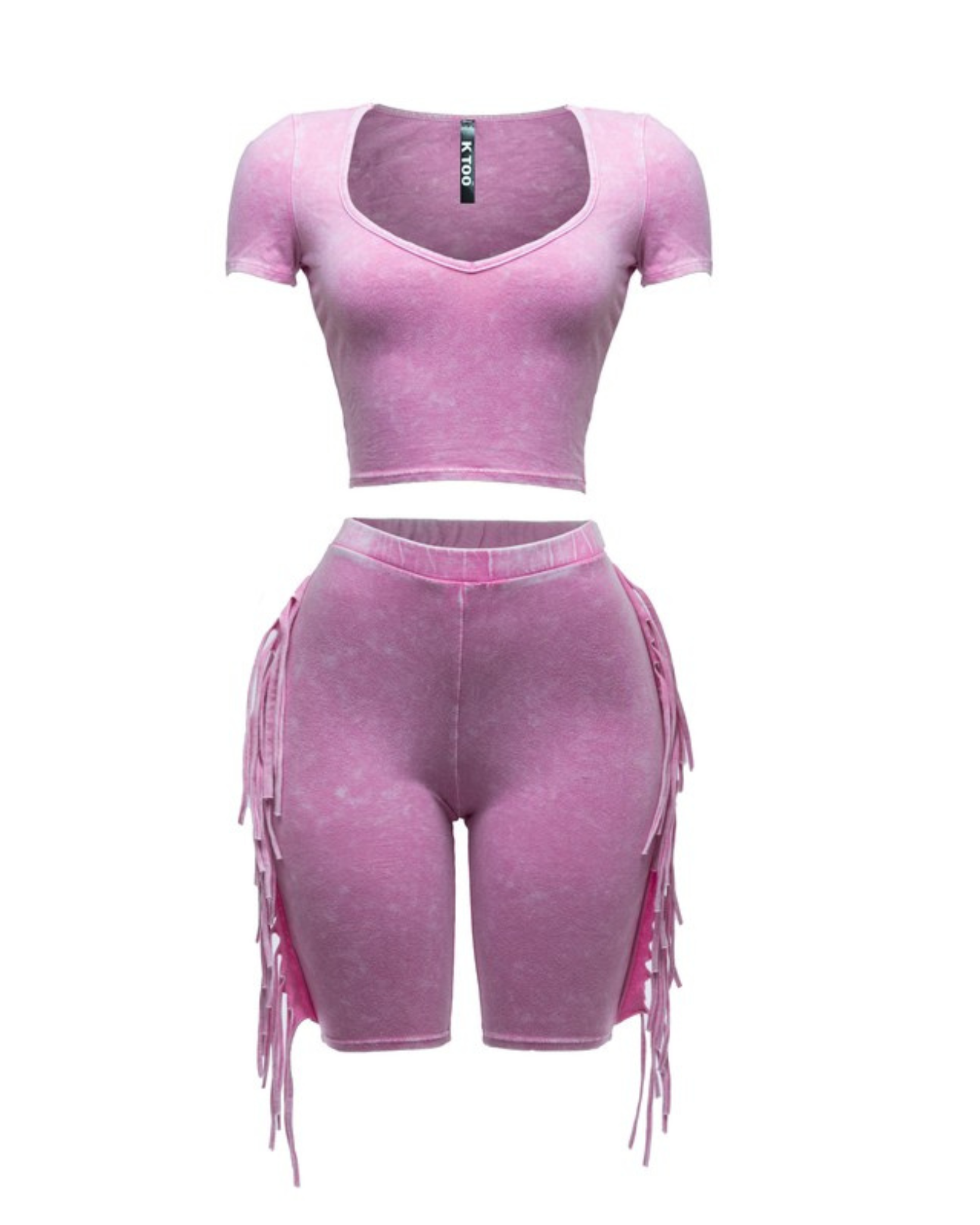 Womens Fringe Biker Set