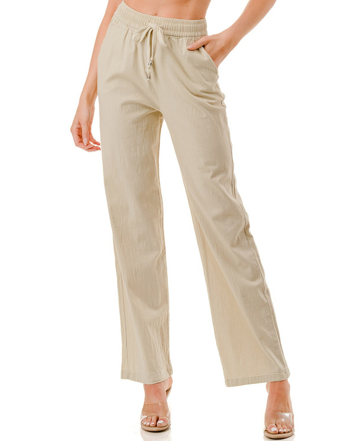 Womens Linen Drawstring Loose Sweatpant