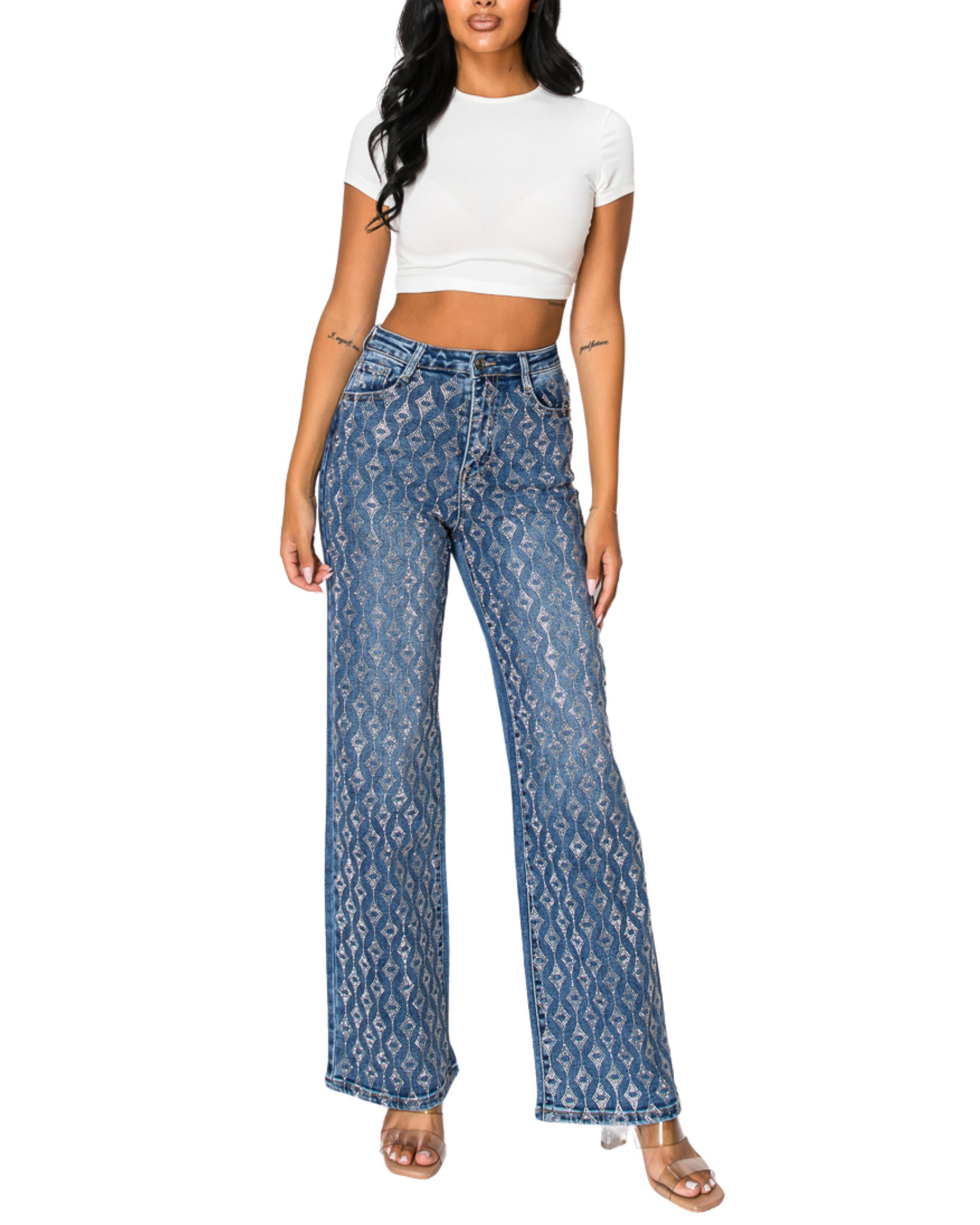 Womens Embellished Straight Leg Jean 262