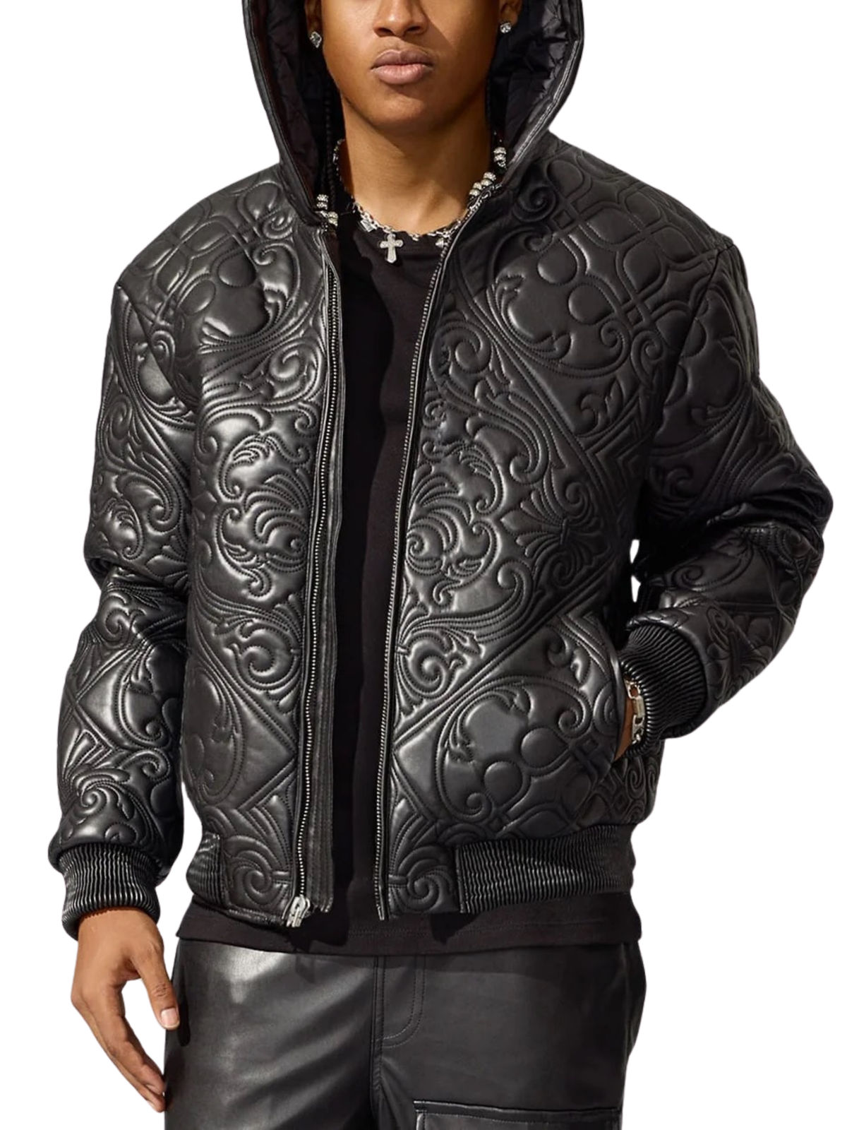Mens Paisley Puffed Hooded Jacket