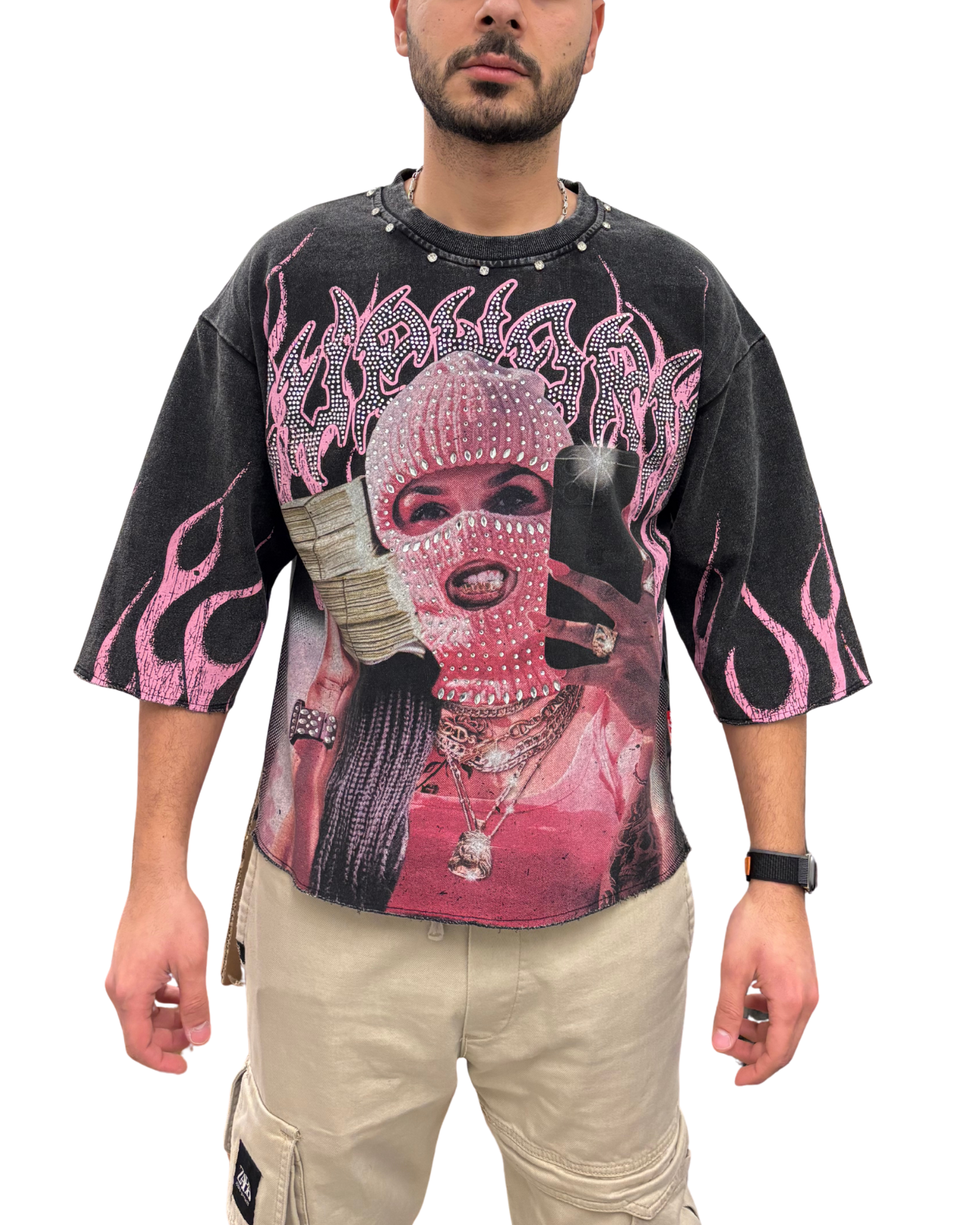 Mens In Clouds Cropped Shirt T5217