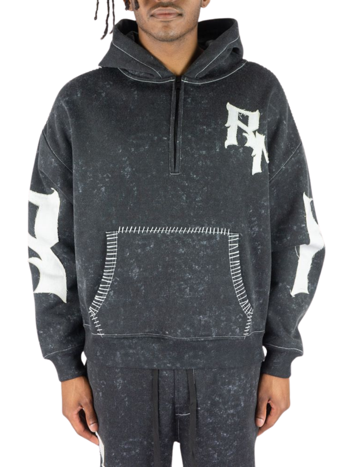 Mens RM Half Zip Threaded Hoodie