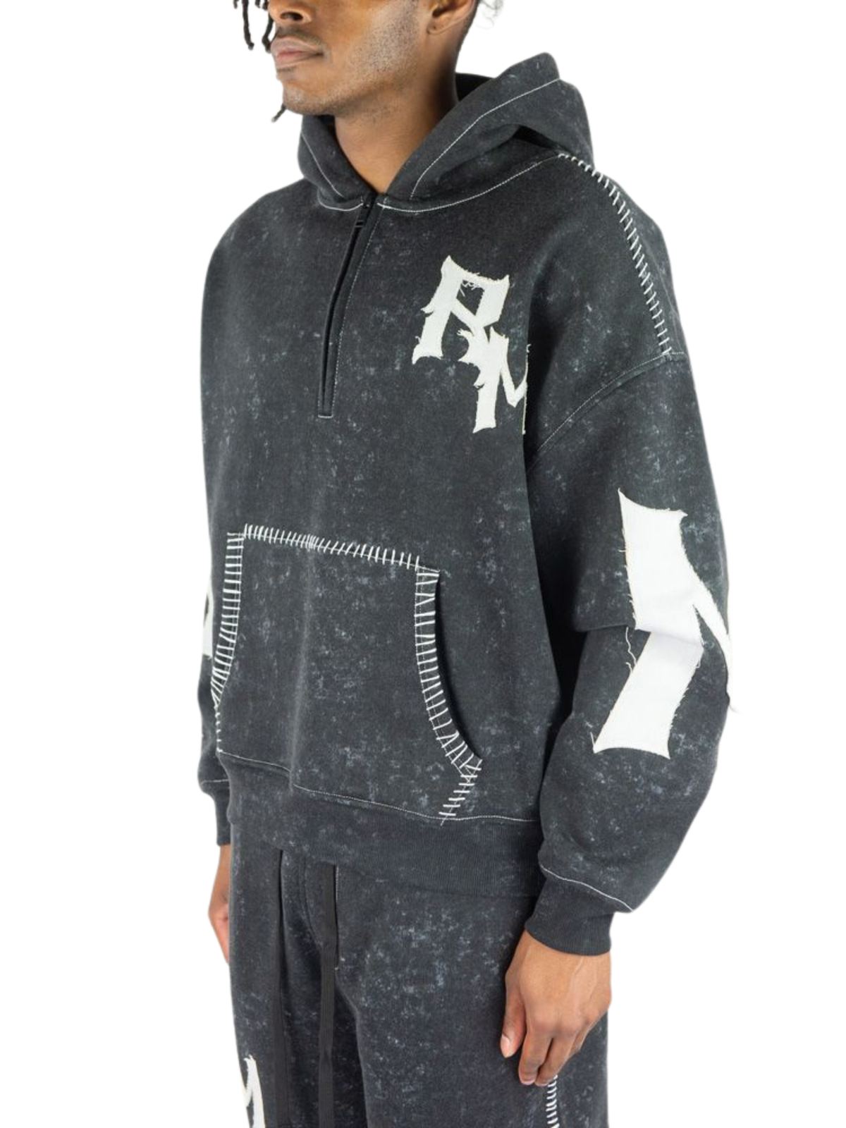 Mens RM Half Zip Threaded Hoodie